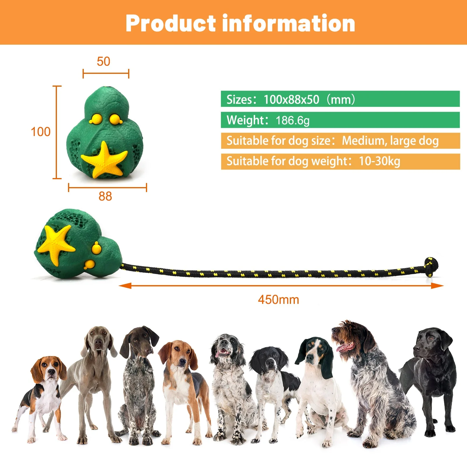 Petopia Tough Reef Octopus with Rope Large Rubber Dog Toy Assorted Colours - Image 7