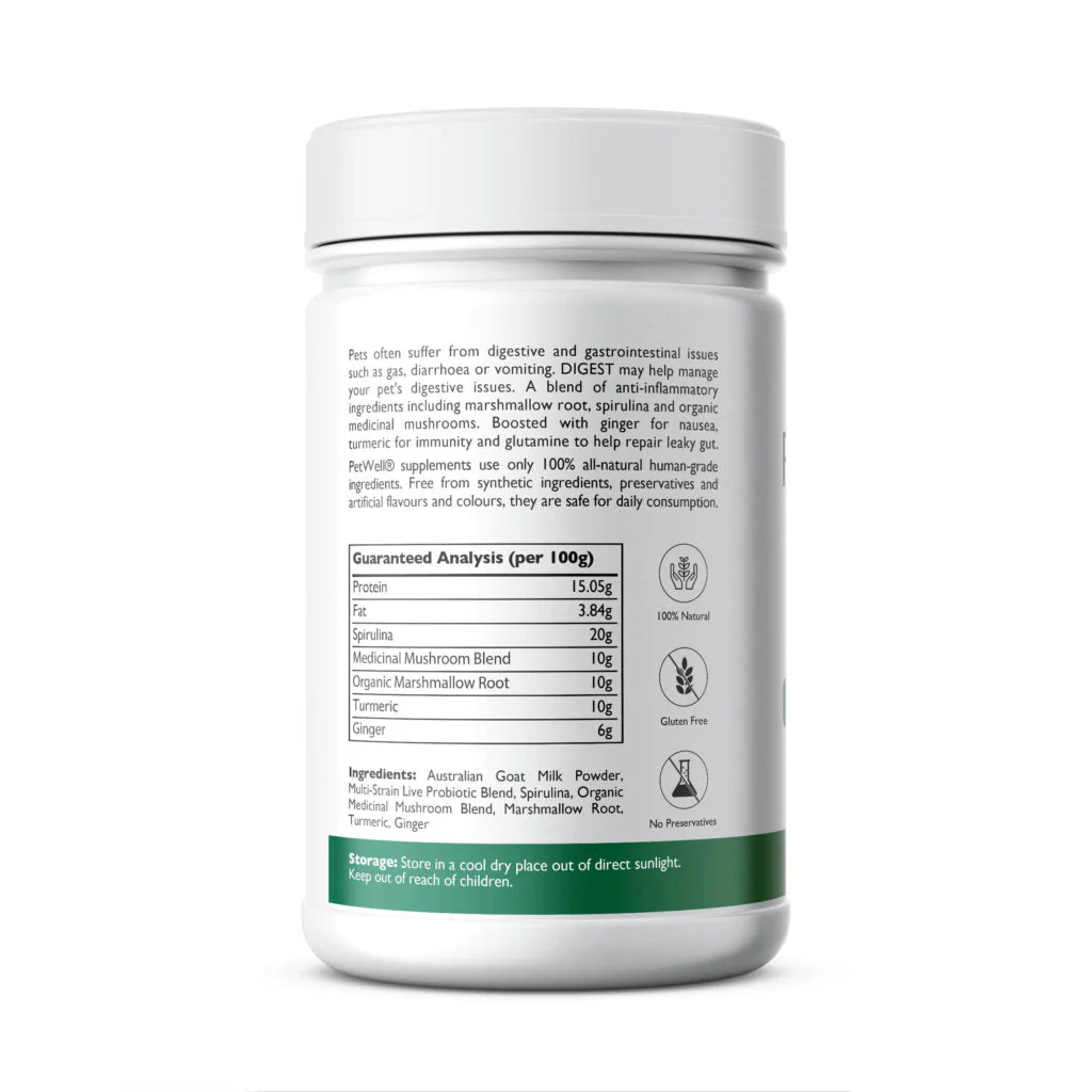 PetWell Digest Natural Pet Digestion Supplement for Dogs and Cats 125g - Image 2