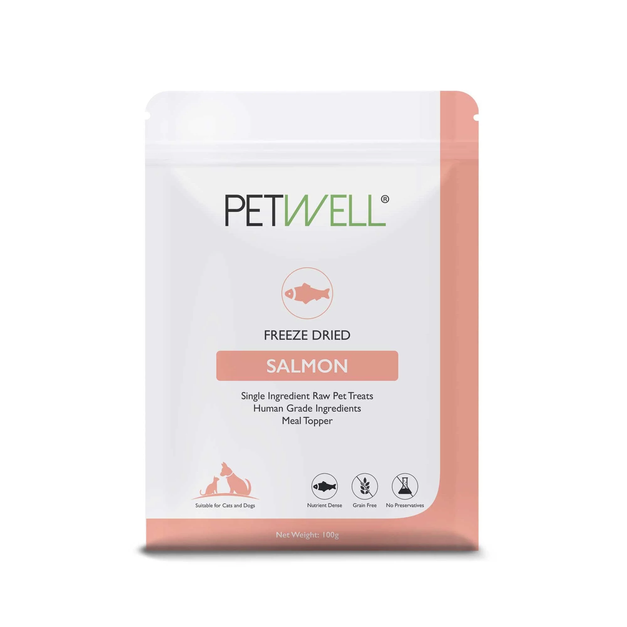 PetWell Freeze Dried Diced Salmon Fillets Treats for Dogs and Cats 80g - Image 2