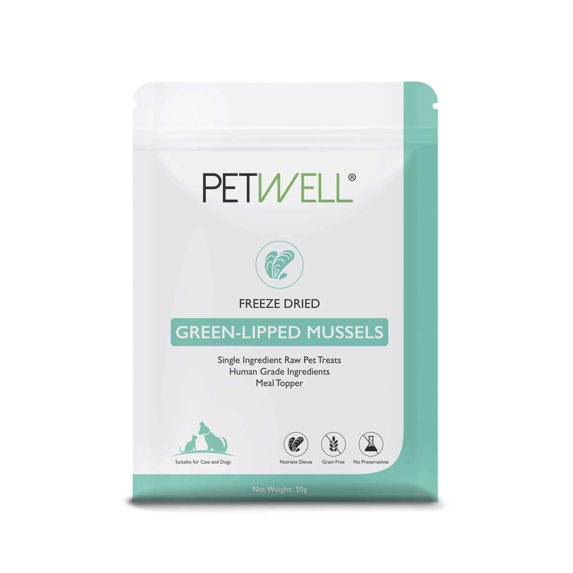 PetWell Freeze Dried New Zealand Green Lipped Mussels Treats for Dogs and Cats 50g - Image 2