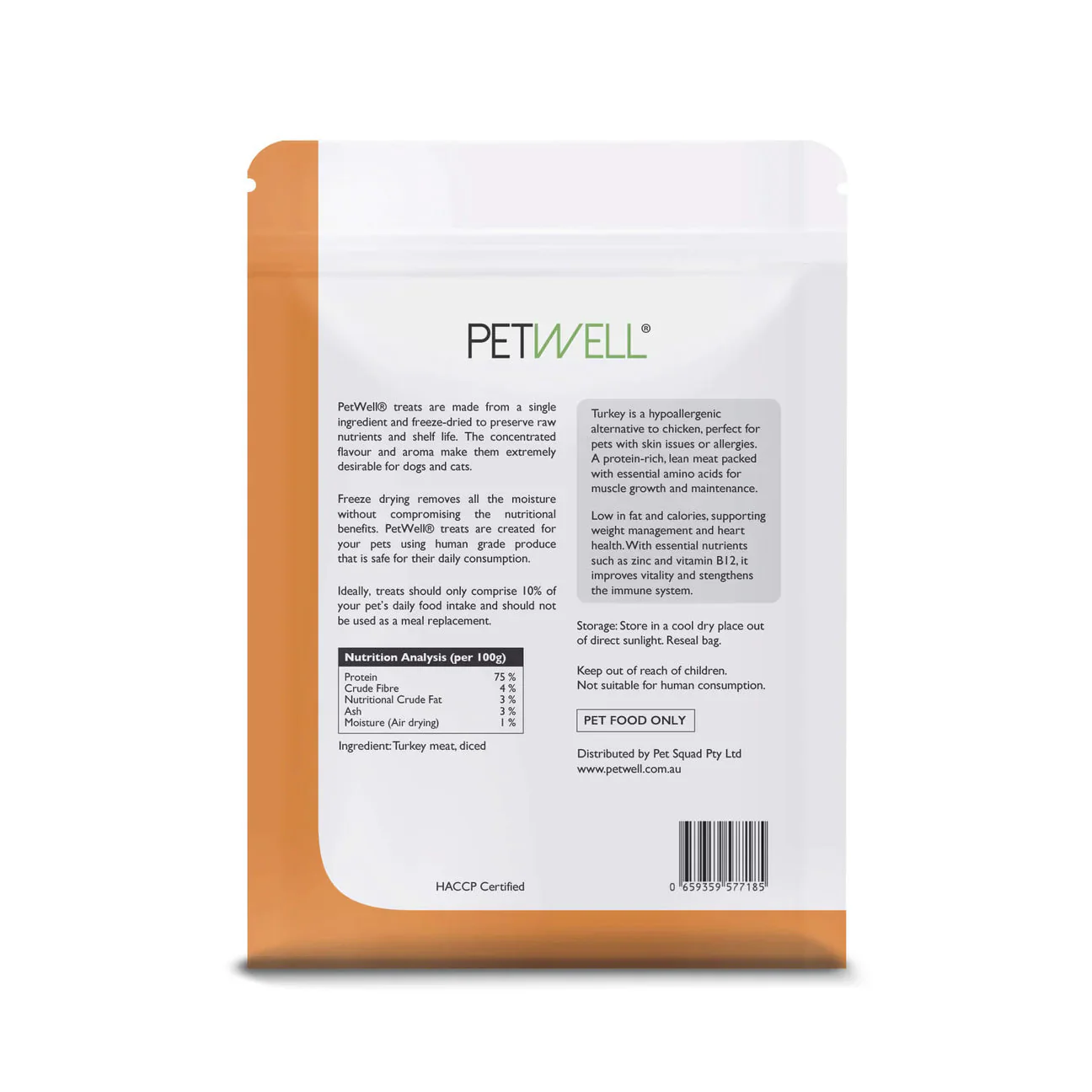 Petwell Freeze Dried Turkey Breast Treats for Dogs and Cats 80g - Image 3