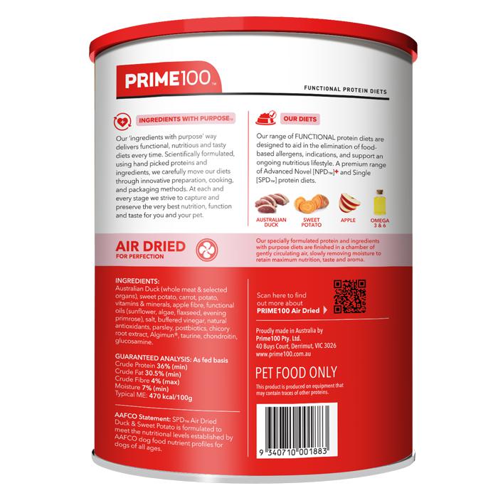 Prime 100 SPD Air Duck and Sweet Potato Dog Food 600g - Image 4