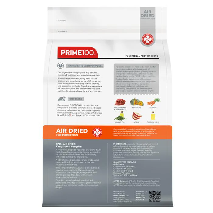 Prime 100 SPD Air Kangaroo and Pumpkin Dog Food 2.2kg - Image 4