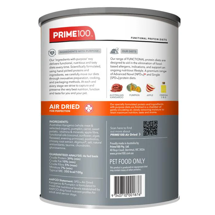 Prime 100 SPD Air Kangaroo and Pumpkin Dog Food 600g - Image 4