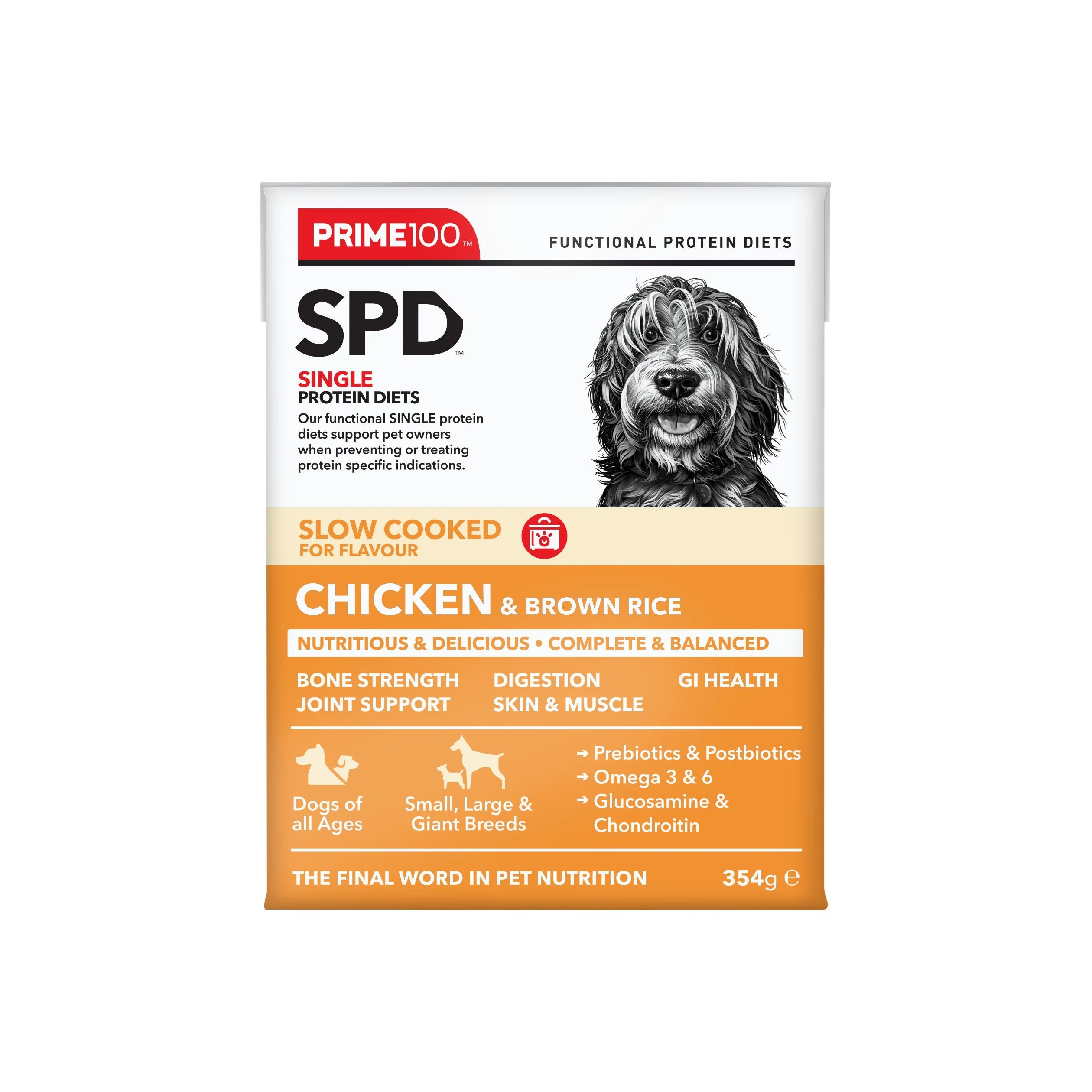 Prime 100 Slow Cooked Chicken and Brown Rice Dog Food 354g - Image 7