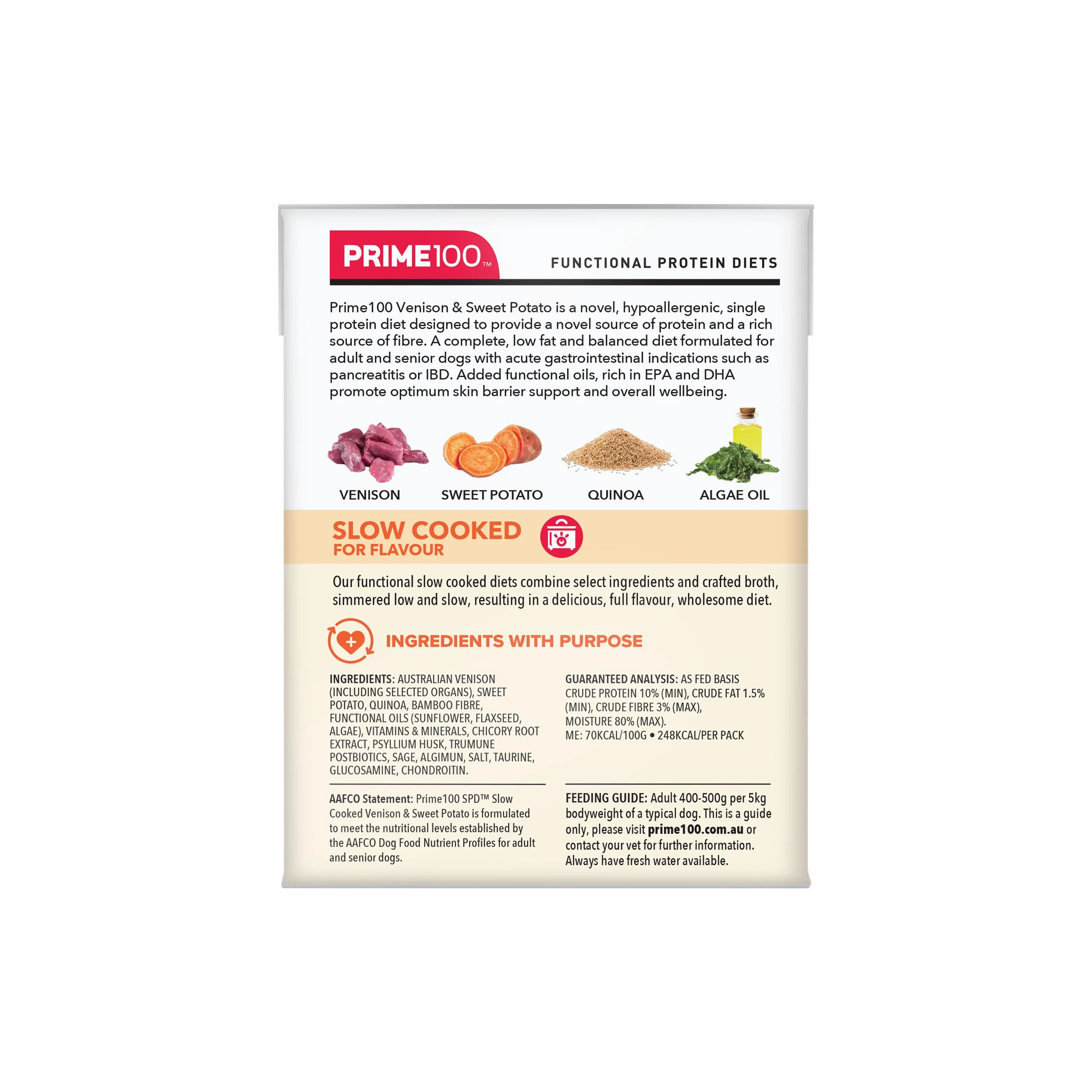 Prime 100 Slow Cooked SPD Venision and Sweet Potato Dog Food 354gx12 - Image 10
