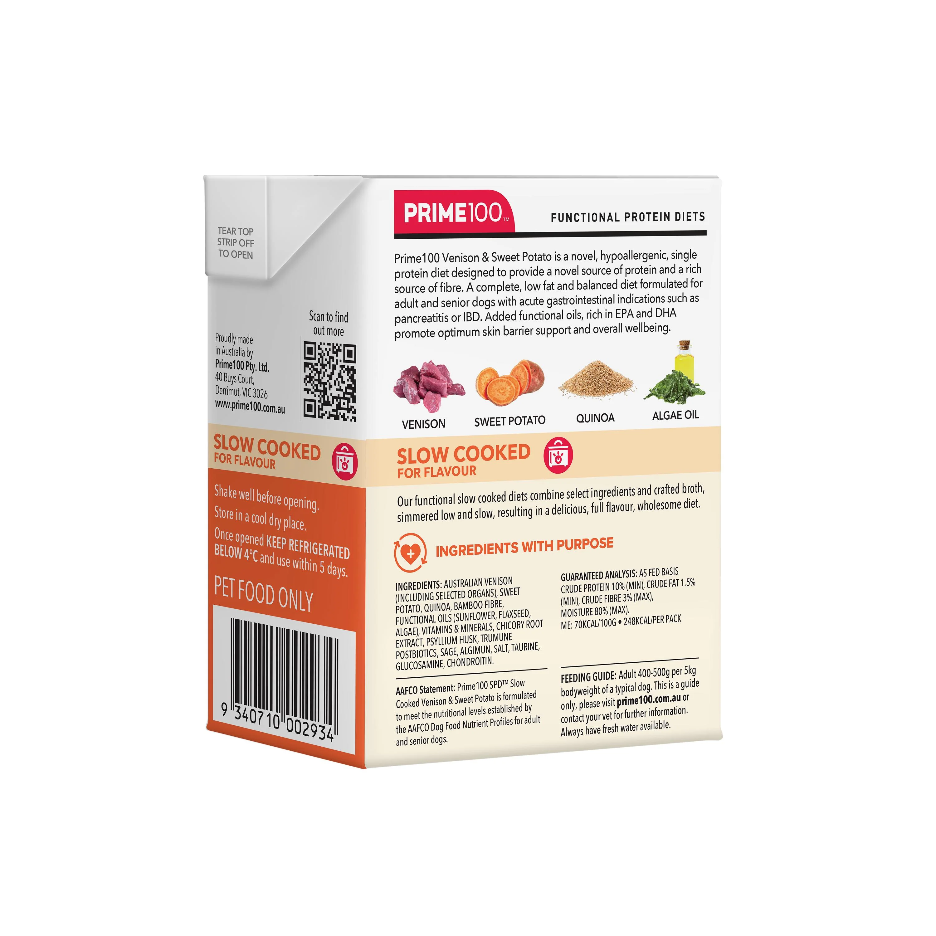 Prime 100 Slow Cooked SPD Venision and Sweet Potato Dog Food 354gx12 - Image 7
