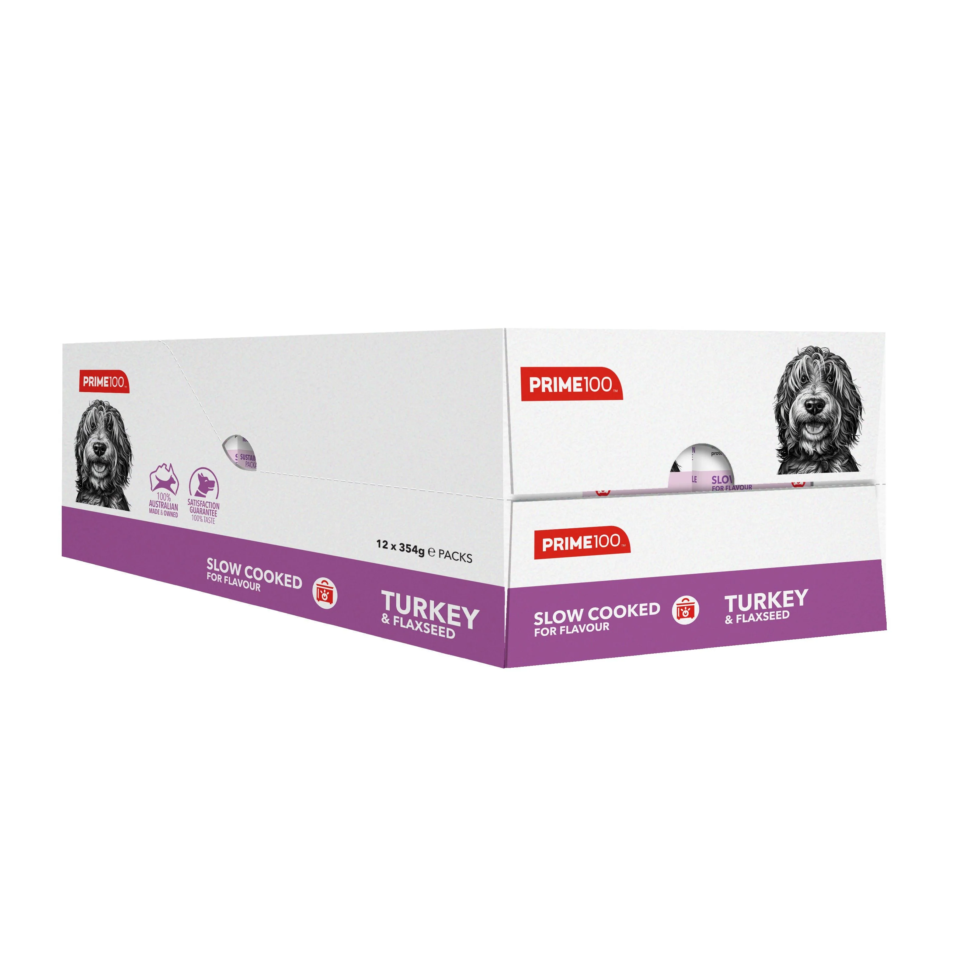 Prime 100 Slow Cooked Turkey and Flaxseed 354g x12 - Image 2