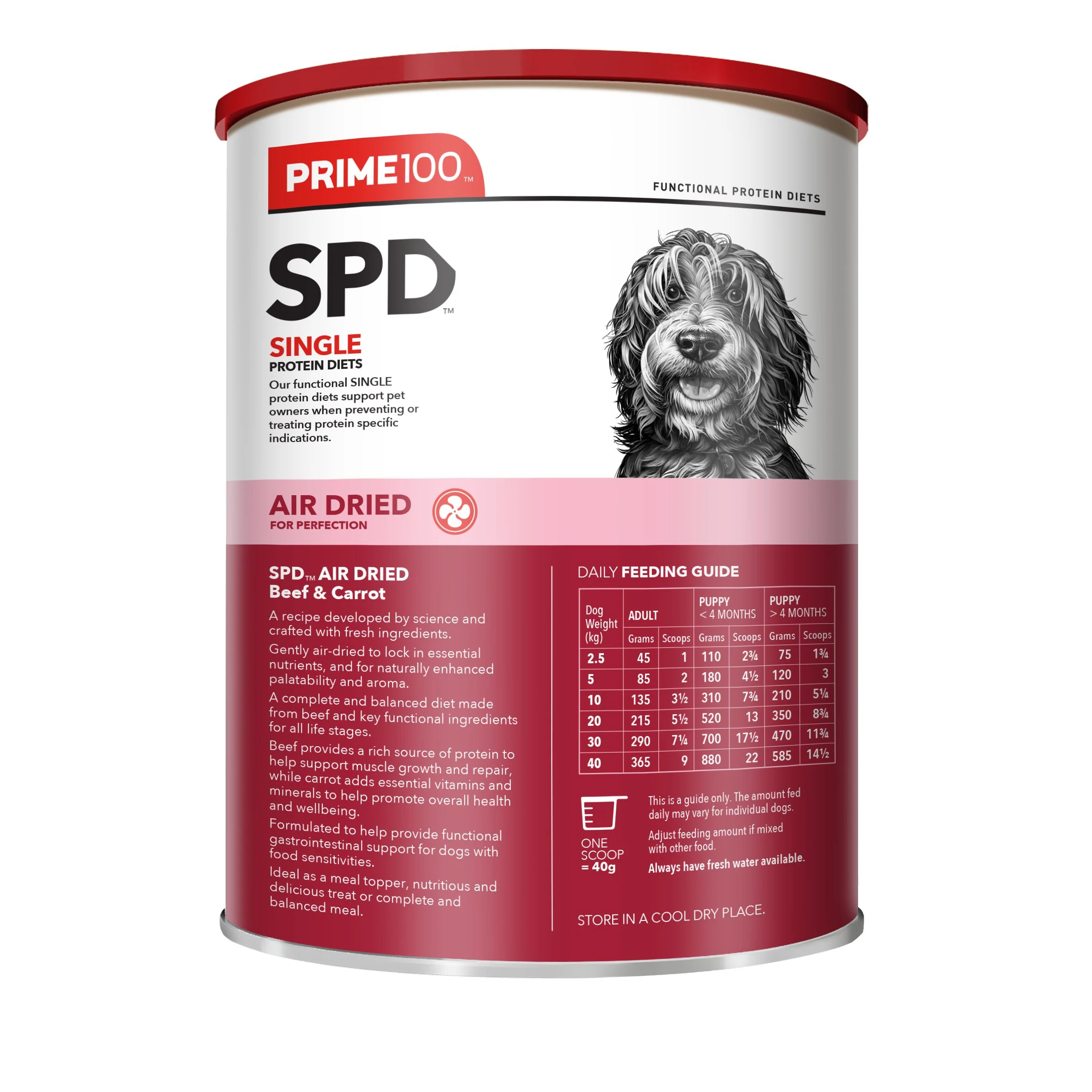 Prime 100 SPD Air Beef and Carrot Dog Food 600g - Image 3
