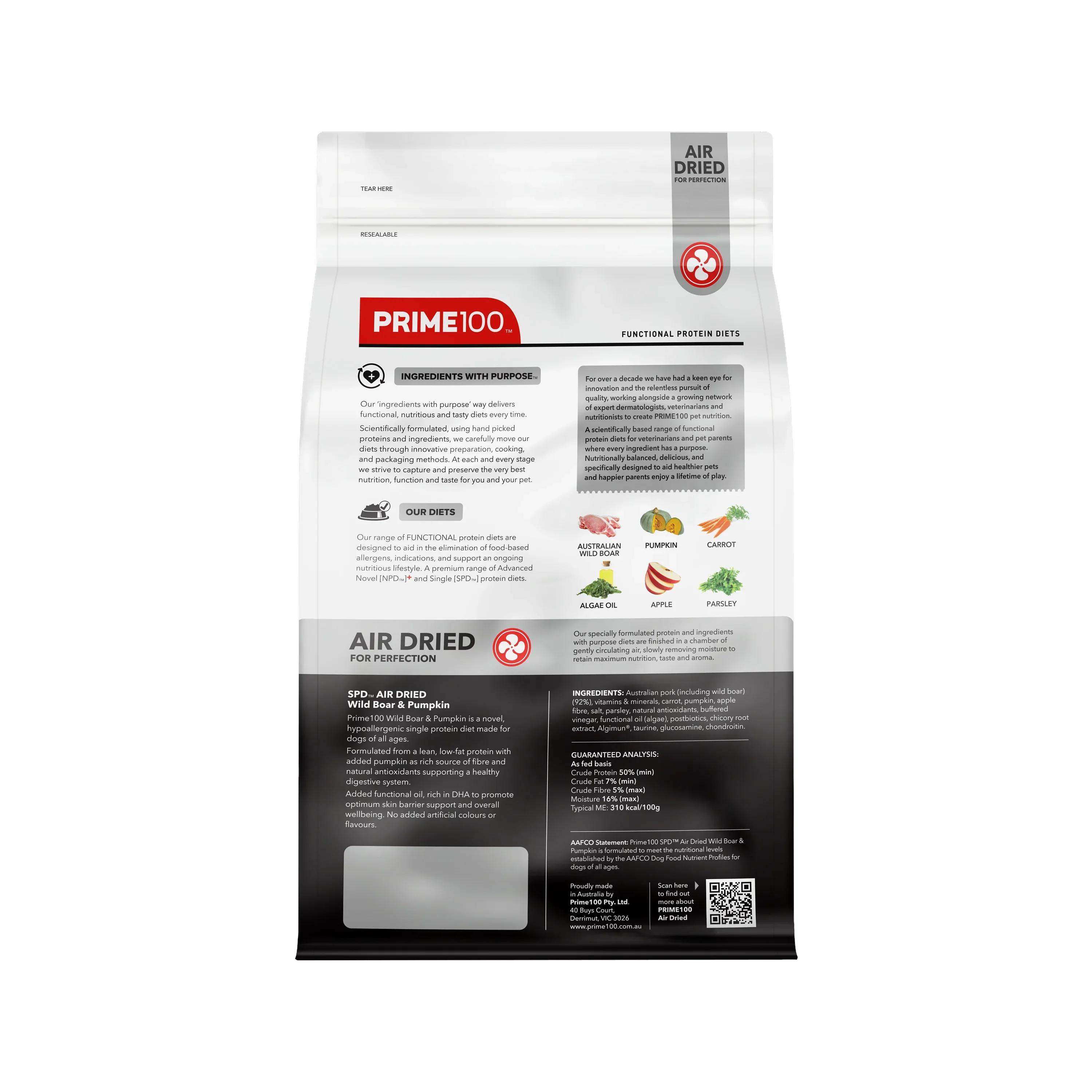 PRIME 100 SPD Air Dried Wild Boar and Pumpkin 2.2kg - Image 3