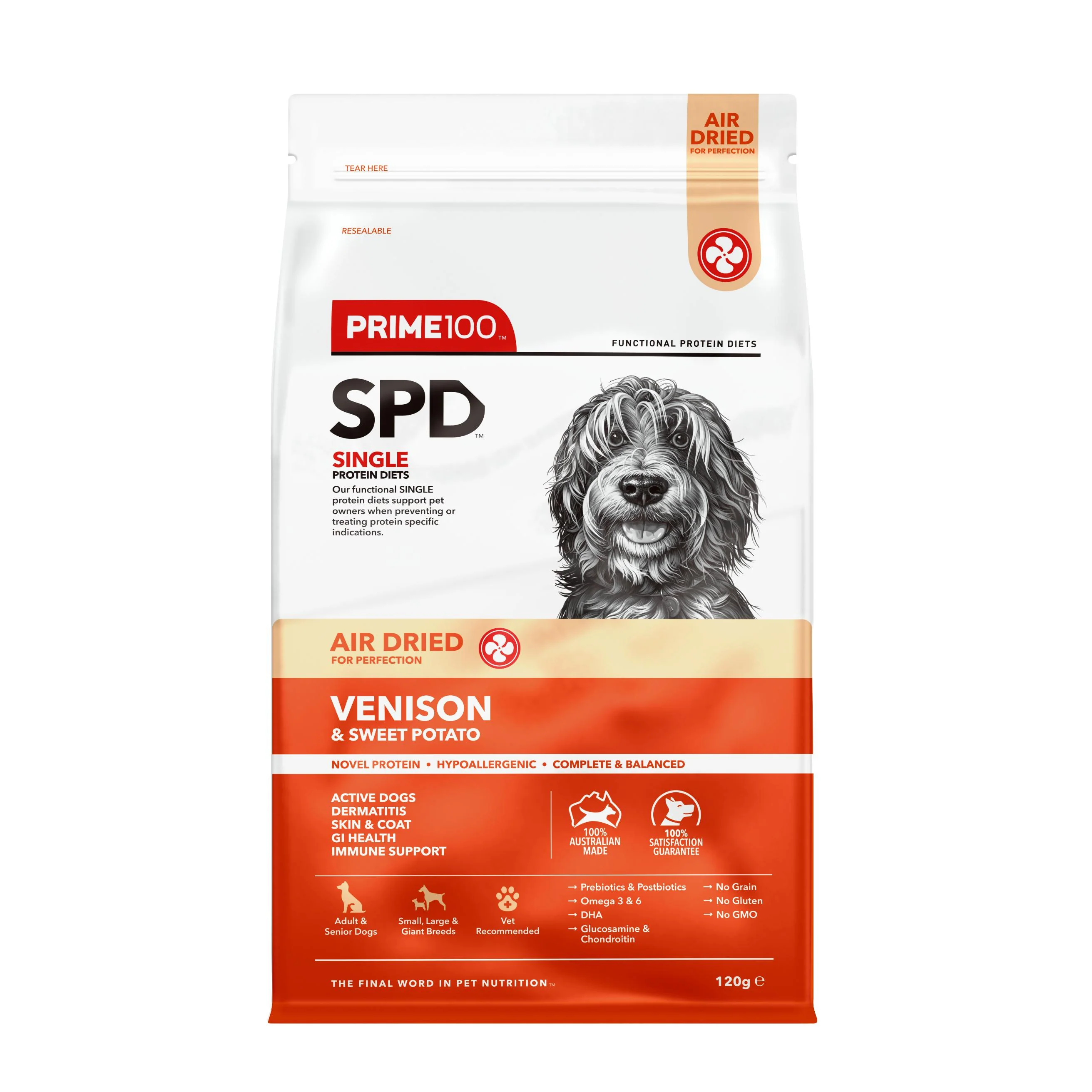 Prime 100 SPD Air Venison and Sweet Potato Dog Food 120g