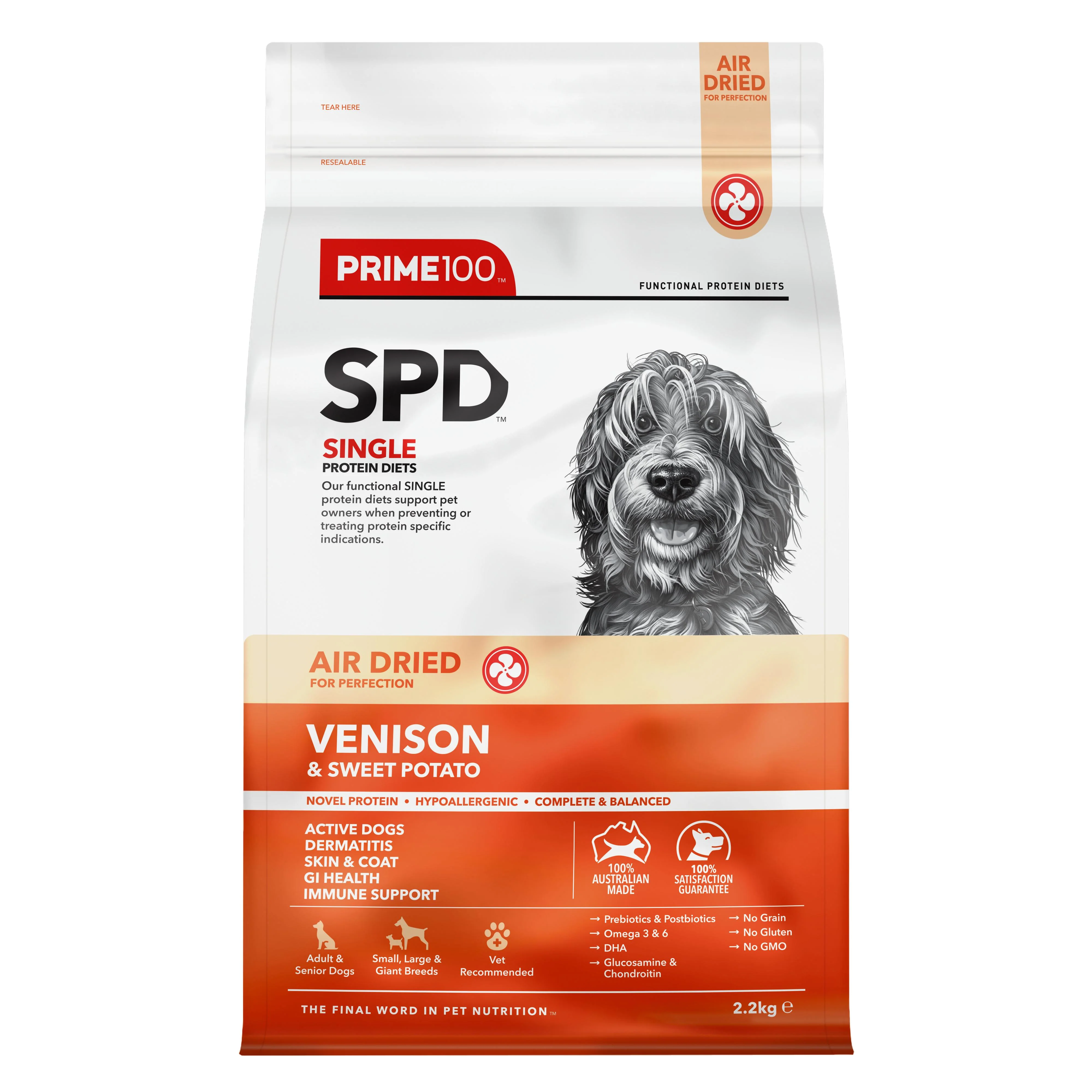 Prime 100 SPD Air Venison and Sweet Potato Dog Food 2.2kg