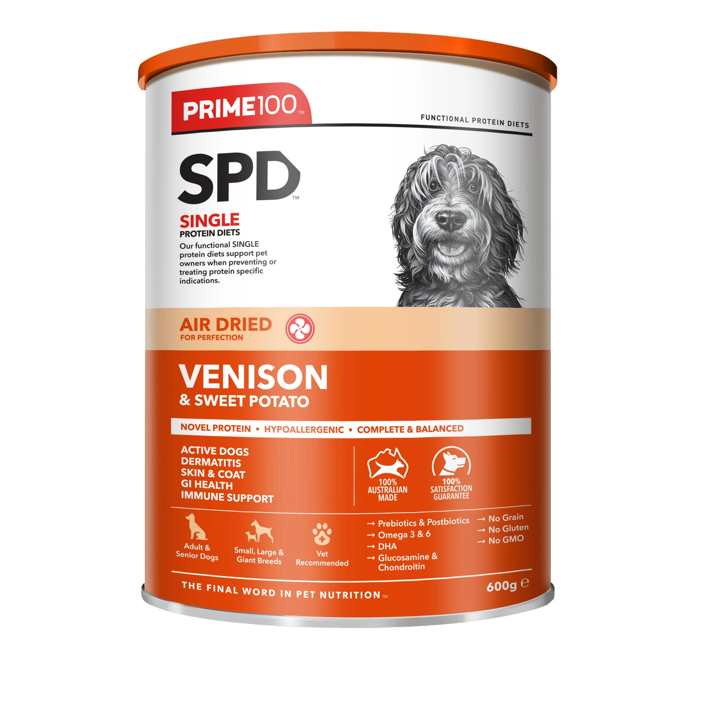 Prime 100 SPD Air Venison and Sweet Potato Dog Food 600g