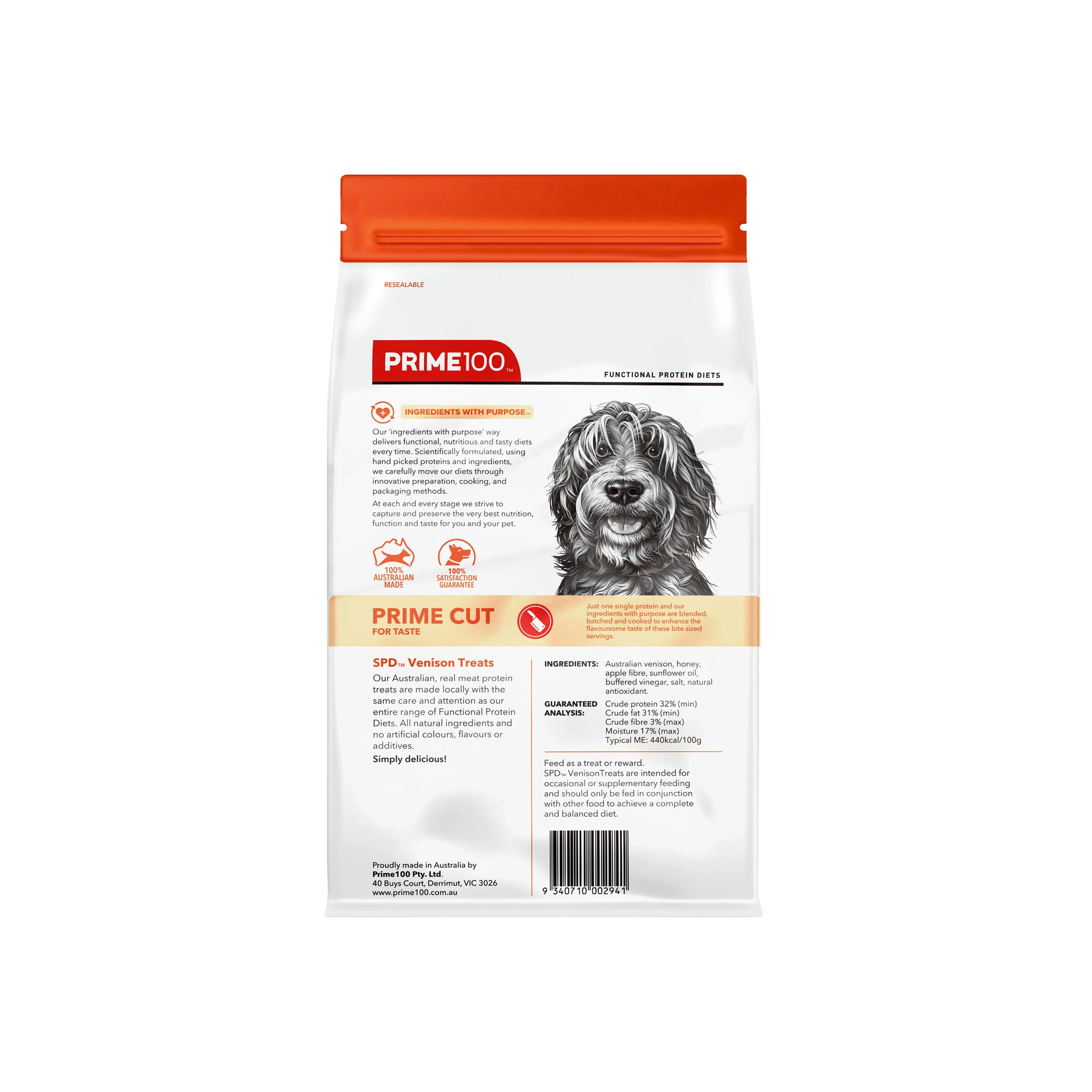 Prime 100 SPD Prime Cut Venison Single Protein Dog Treats 100g - Image 2