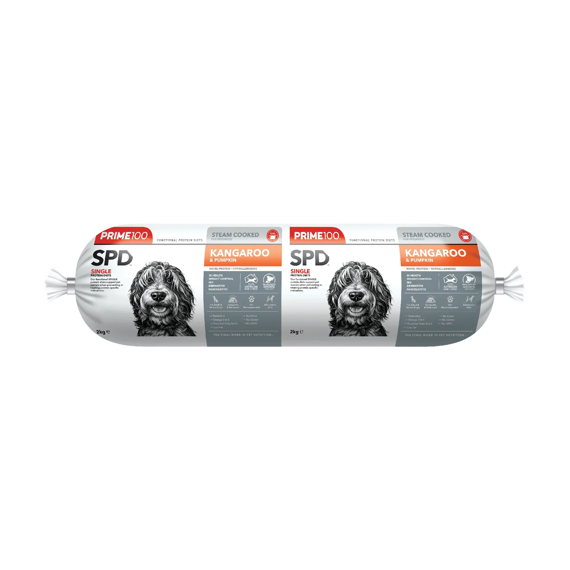 Prime 100 Dog SPD Kangaroo and Pumpkin Roll 2kg