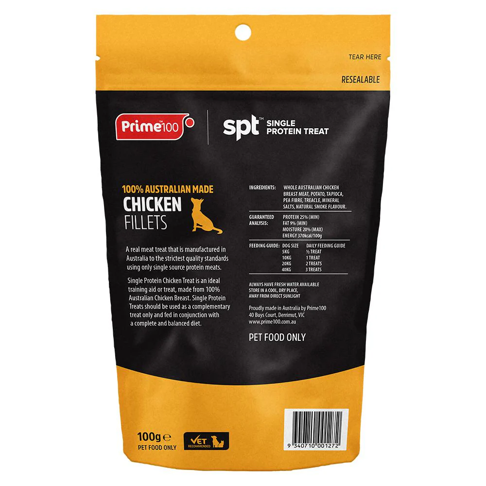 Prime 100 Dog SPT Chicken Fillet Treats 100g - Image 2
