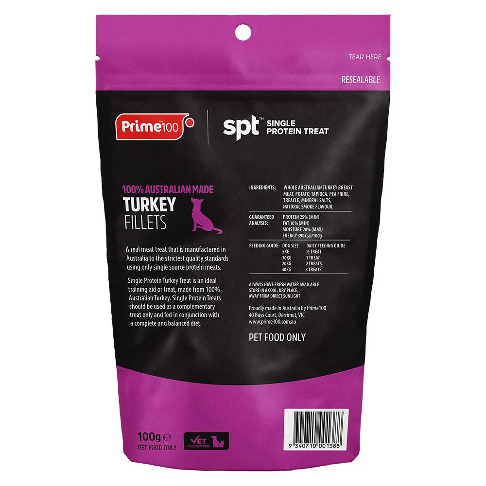 Prime 100 Dog SPT Turkey Fillet Treats 100g - Image 2