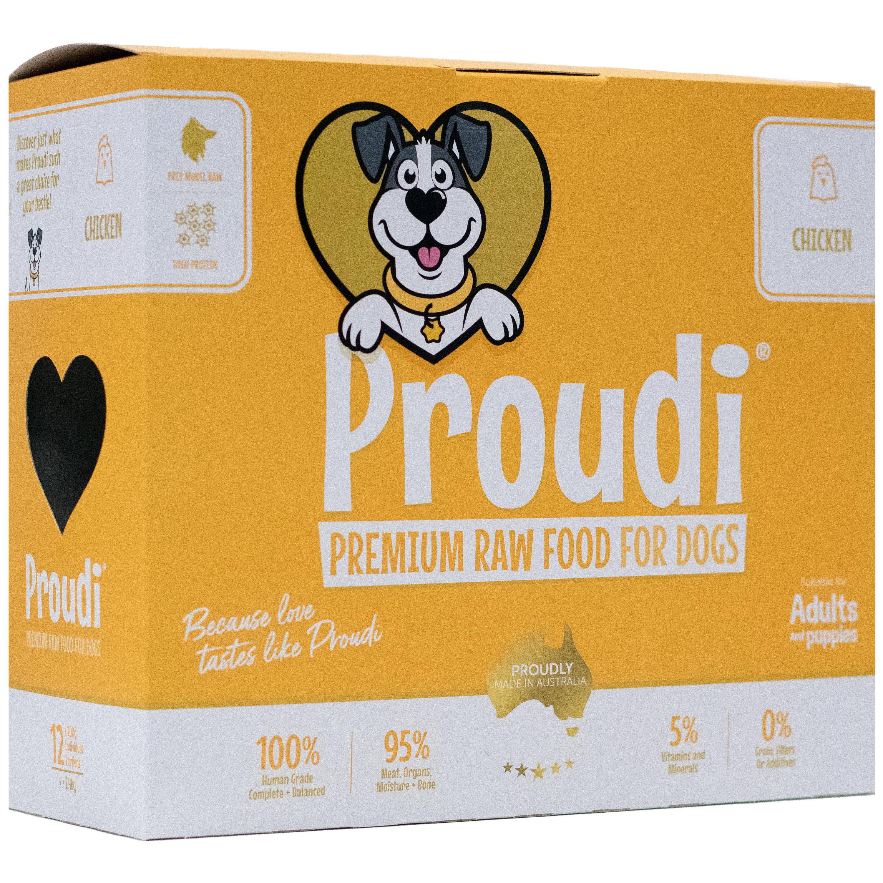 Proudi Chicken Raw Dog Food Patties 2.4kg