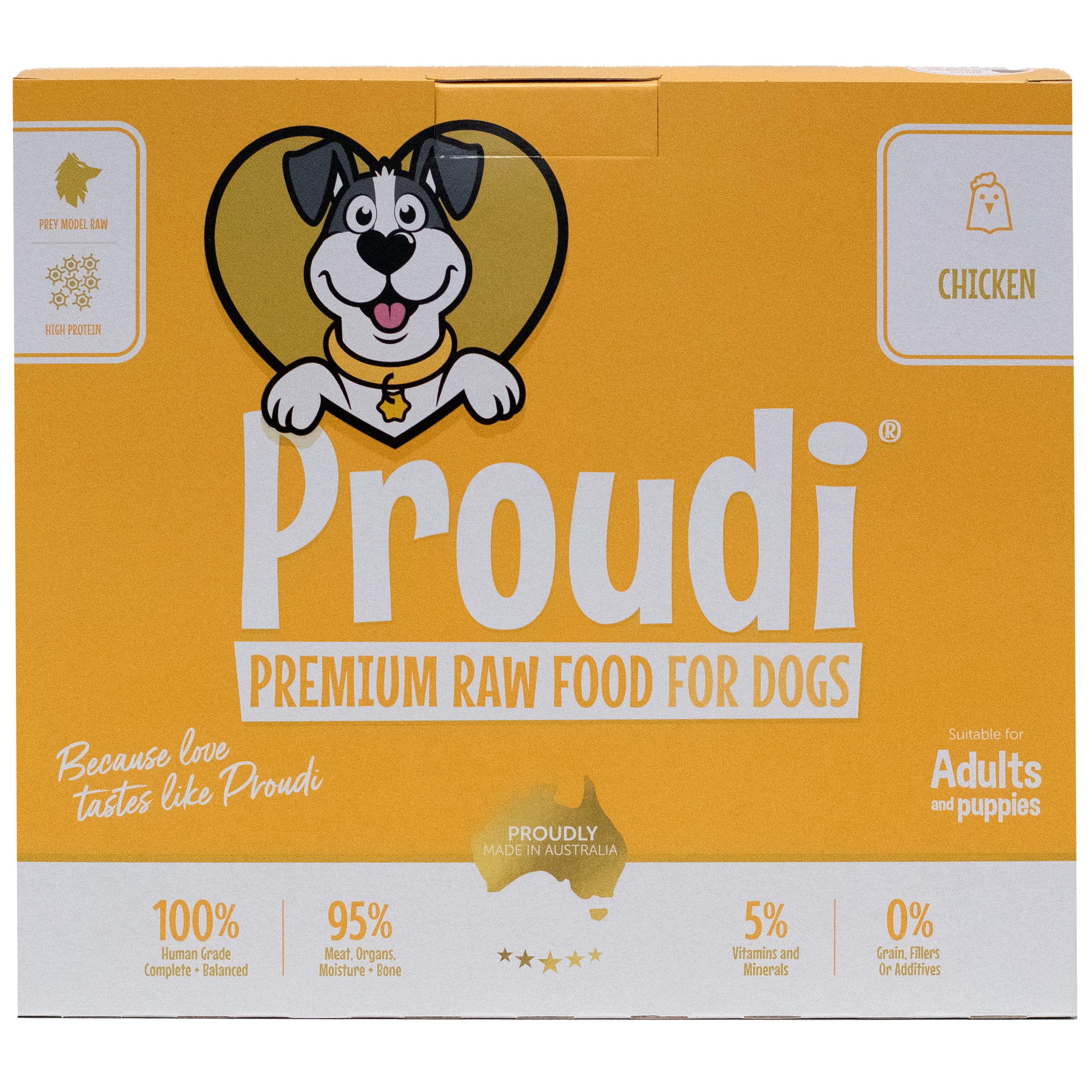 Proudi Chicken Raw Dog Food Patties 2.4kg - Image 2