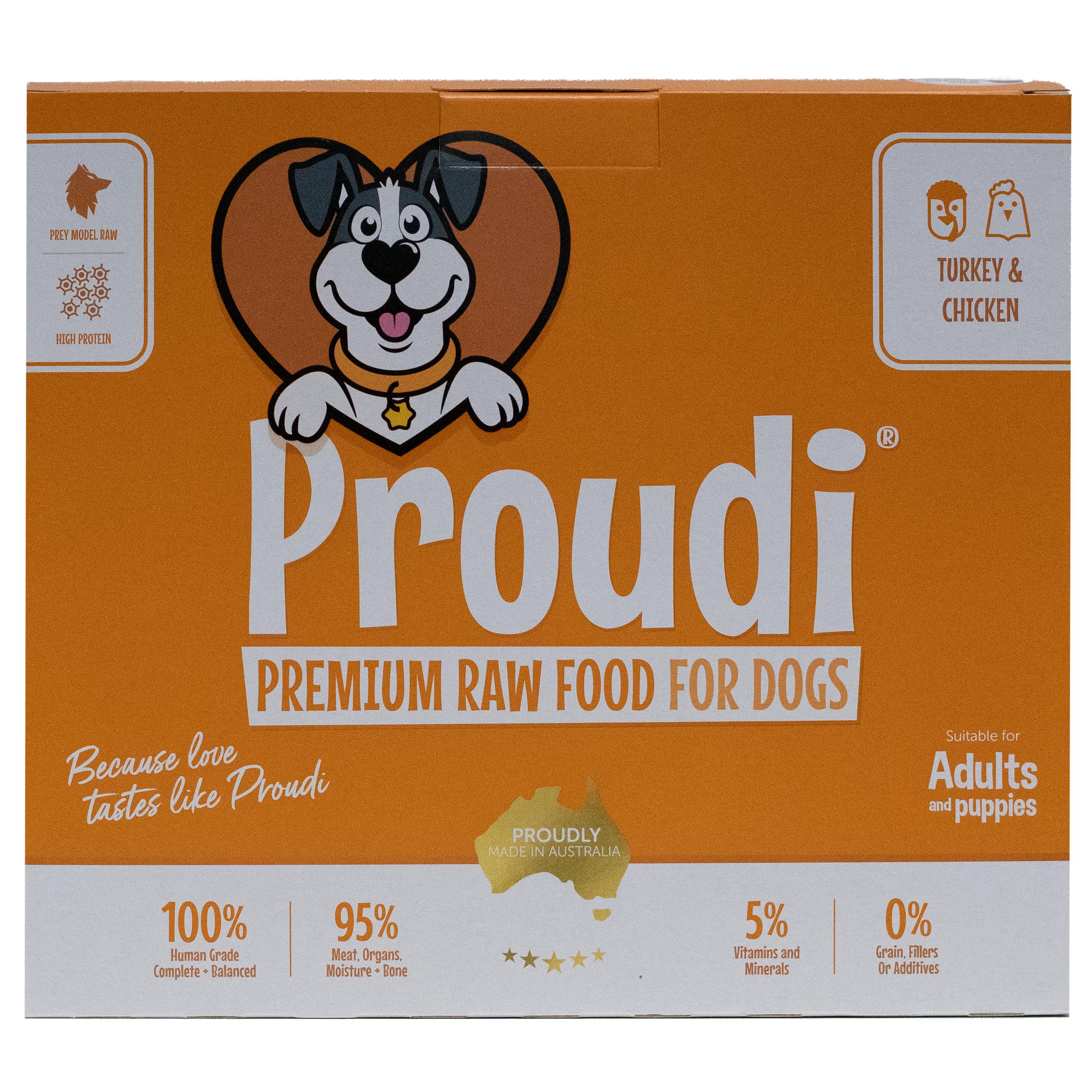 Proudi Turkey and Chicken Raw Dog Food Patties 2.4kg - Image 2