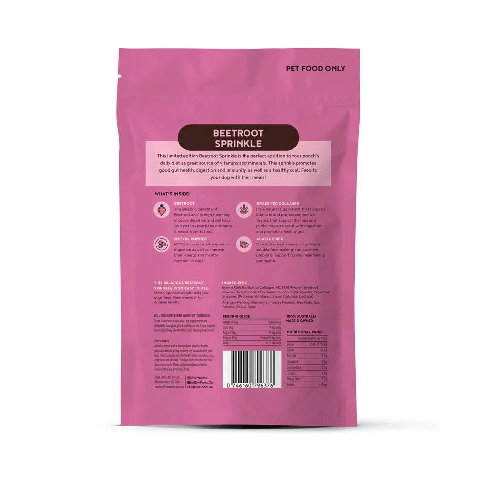 Raw Pawz Gut Health Beetroot Sprinkle with Collagen and Chia Seeds Meal Topper 105g - Image 3