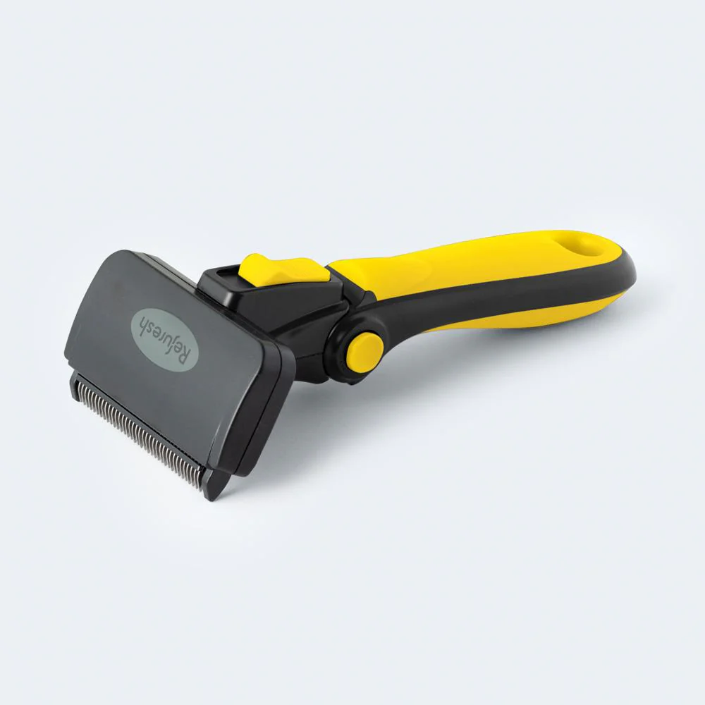 Refuresh Short and Medium Hair Dog Deshedding Tool Yellow Medium - Image 3