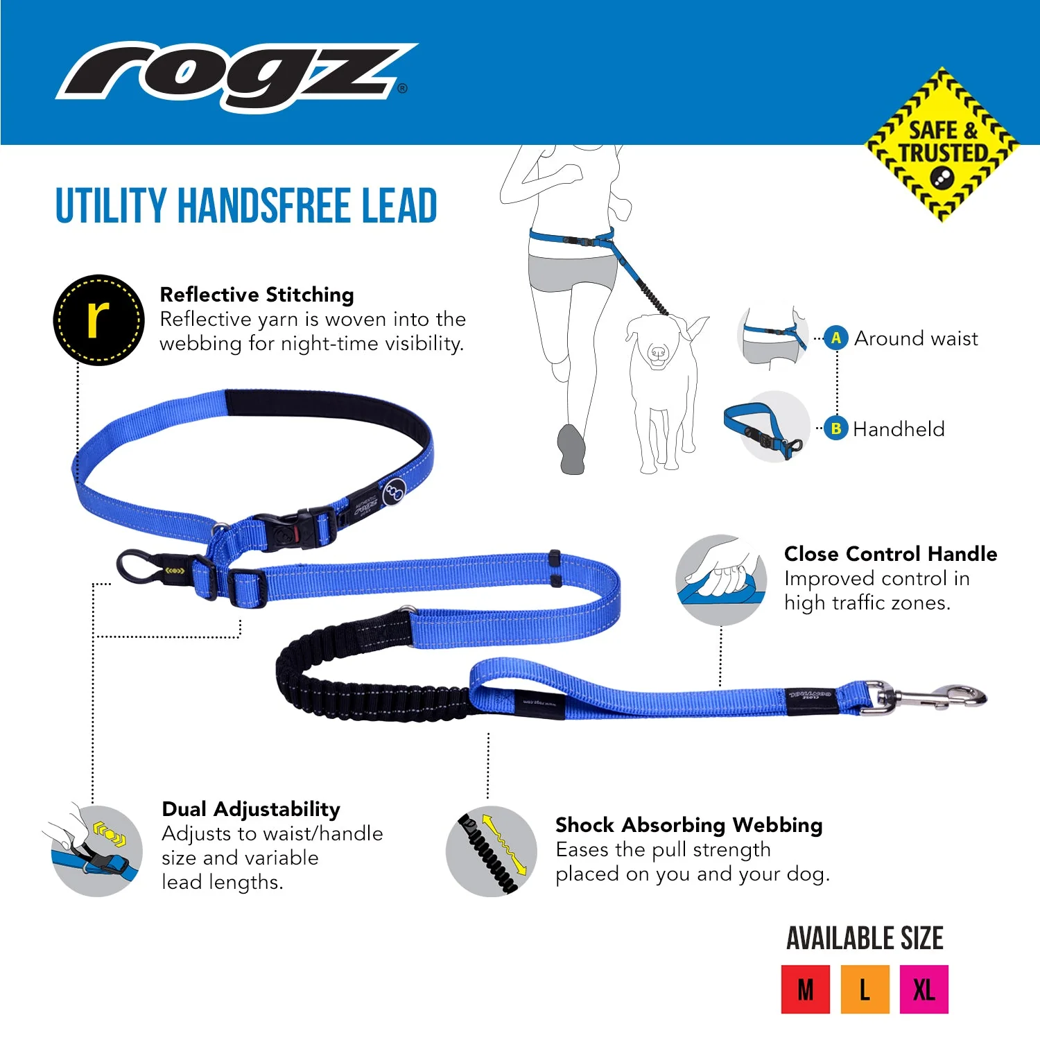 Rogz Specialty Handsfree Medium Dog Lead Black - Image 5