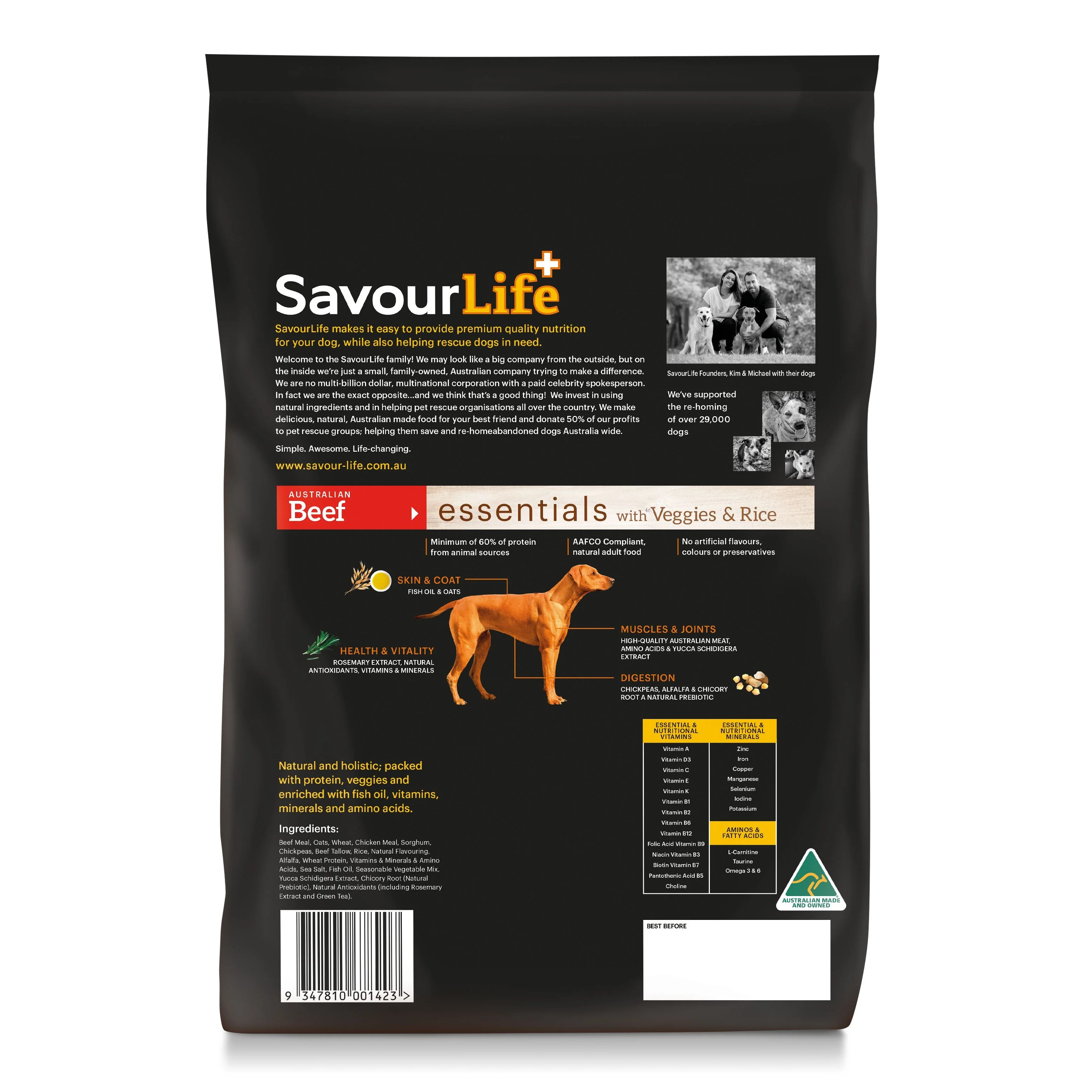 Savourlife Essentials Dry Dog Food Beef with Veggies & Brown Rice 3kg - Image 3