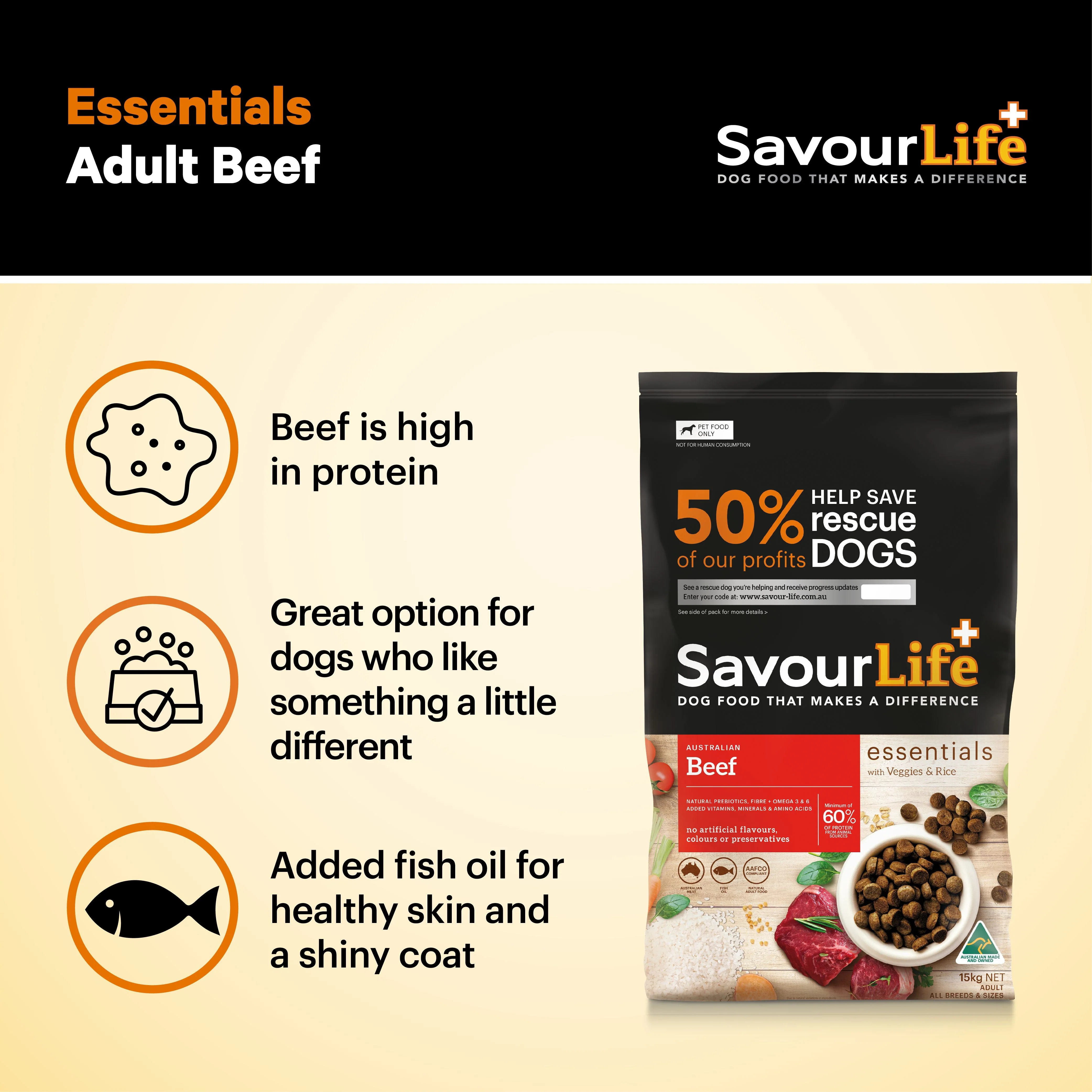 Savourlife Essentials Dry Dog Food Beef with Veggies & Brown Rice 3kg - Image 9