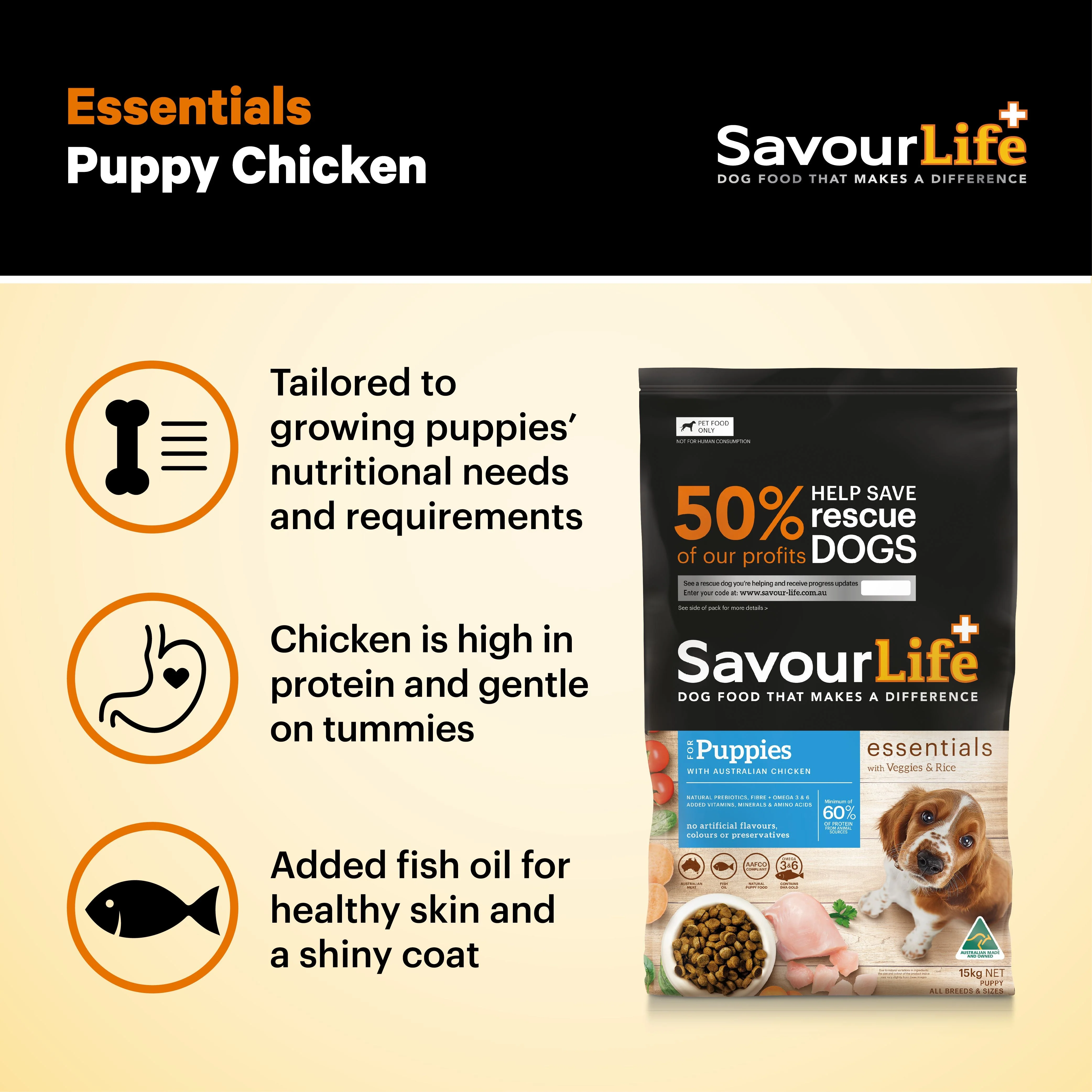 Savourlife Essentials Dry Puppy Food Chicken with Veggies & Rice 3kg - Image 10