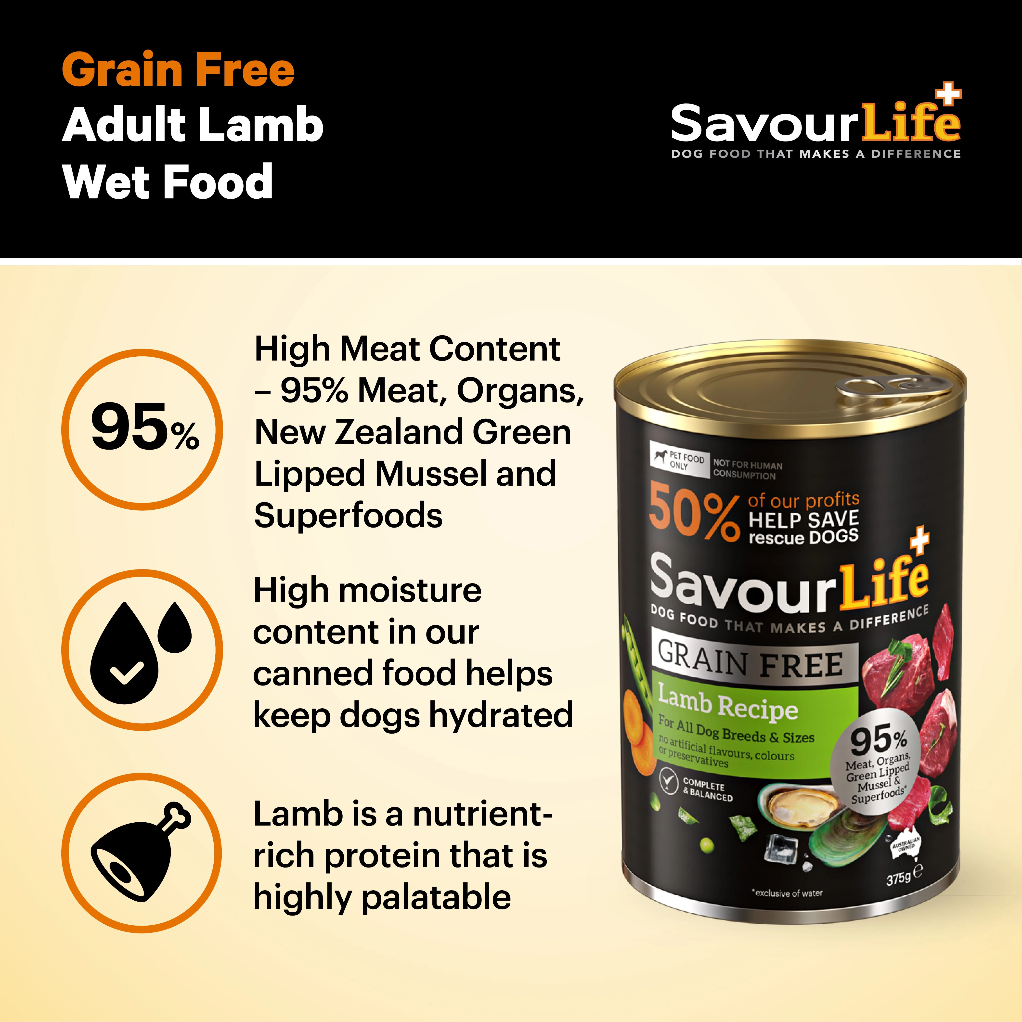 SavourLife Grain Free Lamb Adult Dog Wet Food 375g X12 - Image 10