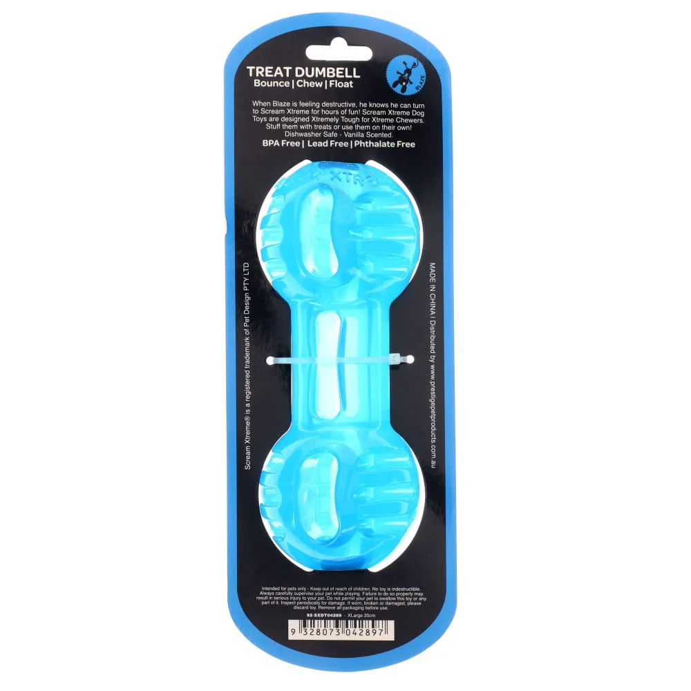 Scream Xtreme Treat Dumbbell Dog Toy Blue Extra Large - Image 2