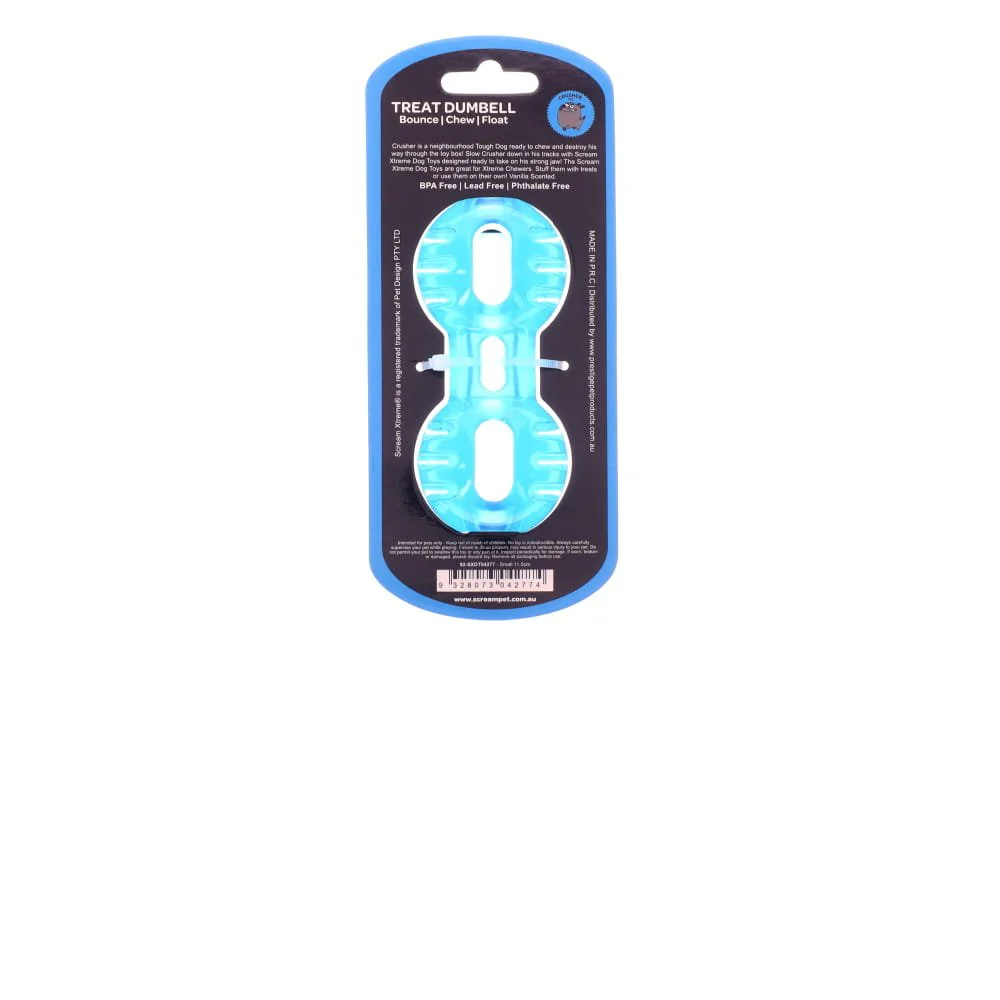 Scream Xtreme Treat Dumbbell Dog Toy Blue Small - Image 2