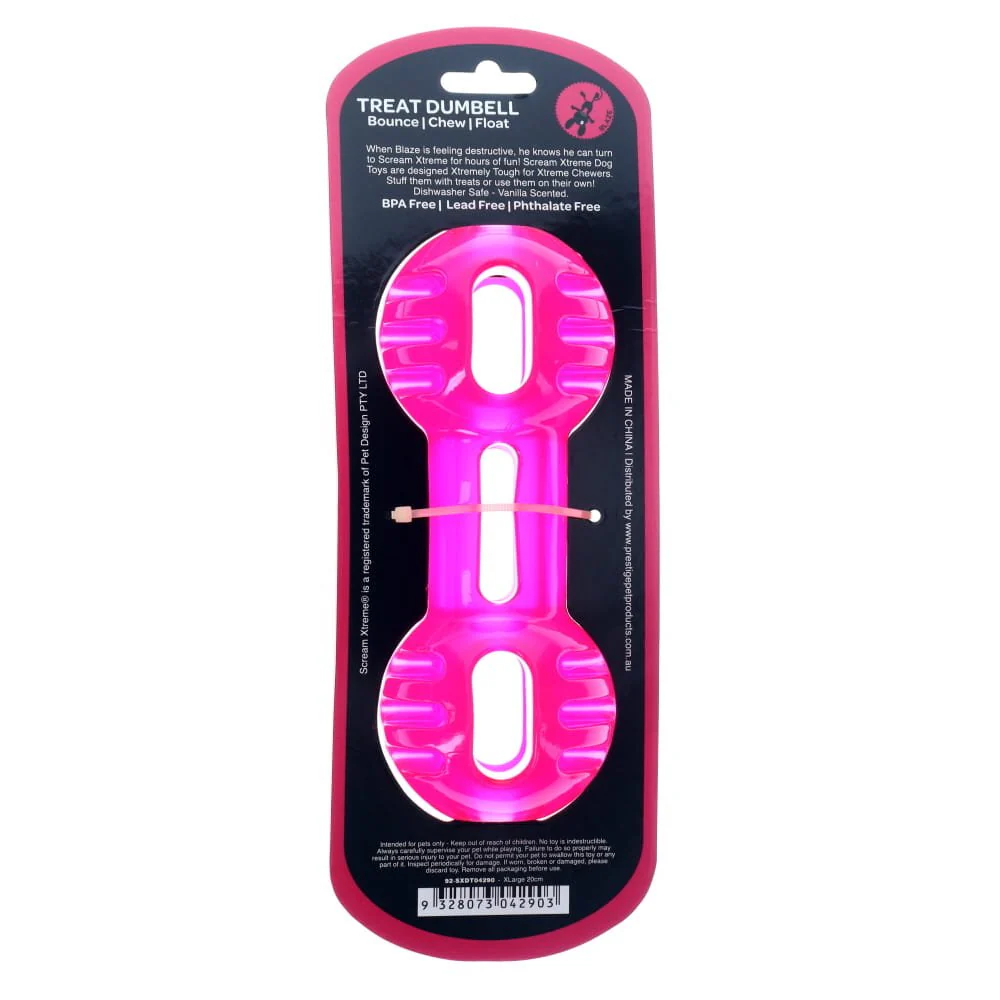 Scream Xtreme Treat Dumbbell Dog Toy Pink Extra Large - Image 2