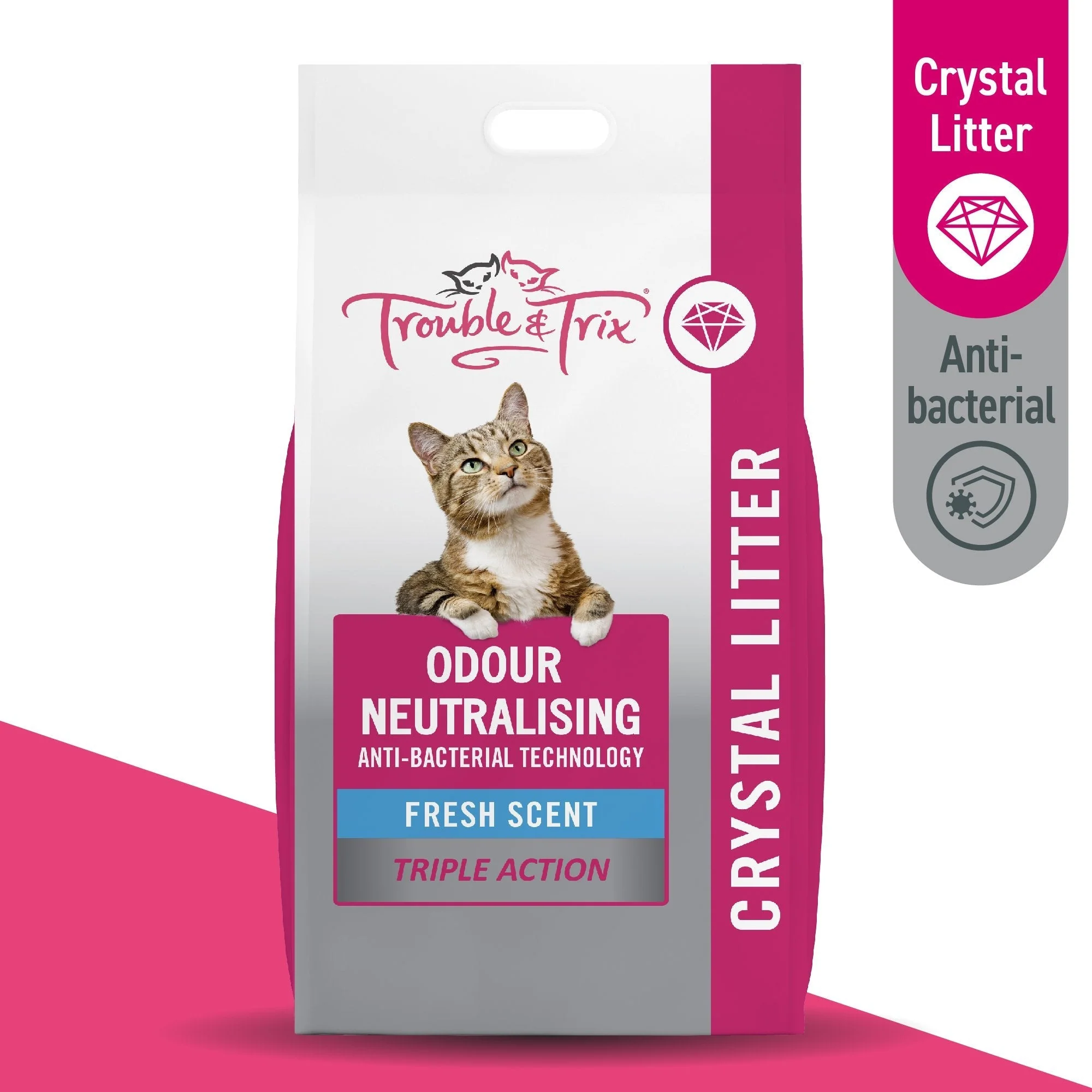 Trouble and Trix Odour Neutralising Anti-Bacterial Crystal Cat Litter 15L/6.4Kg - Image 2