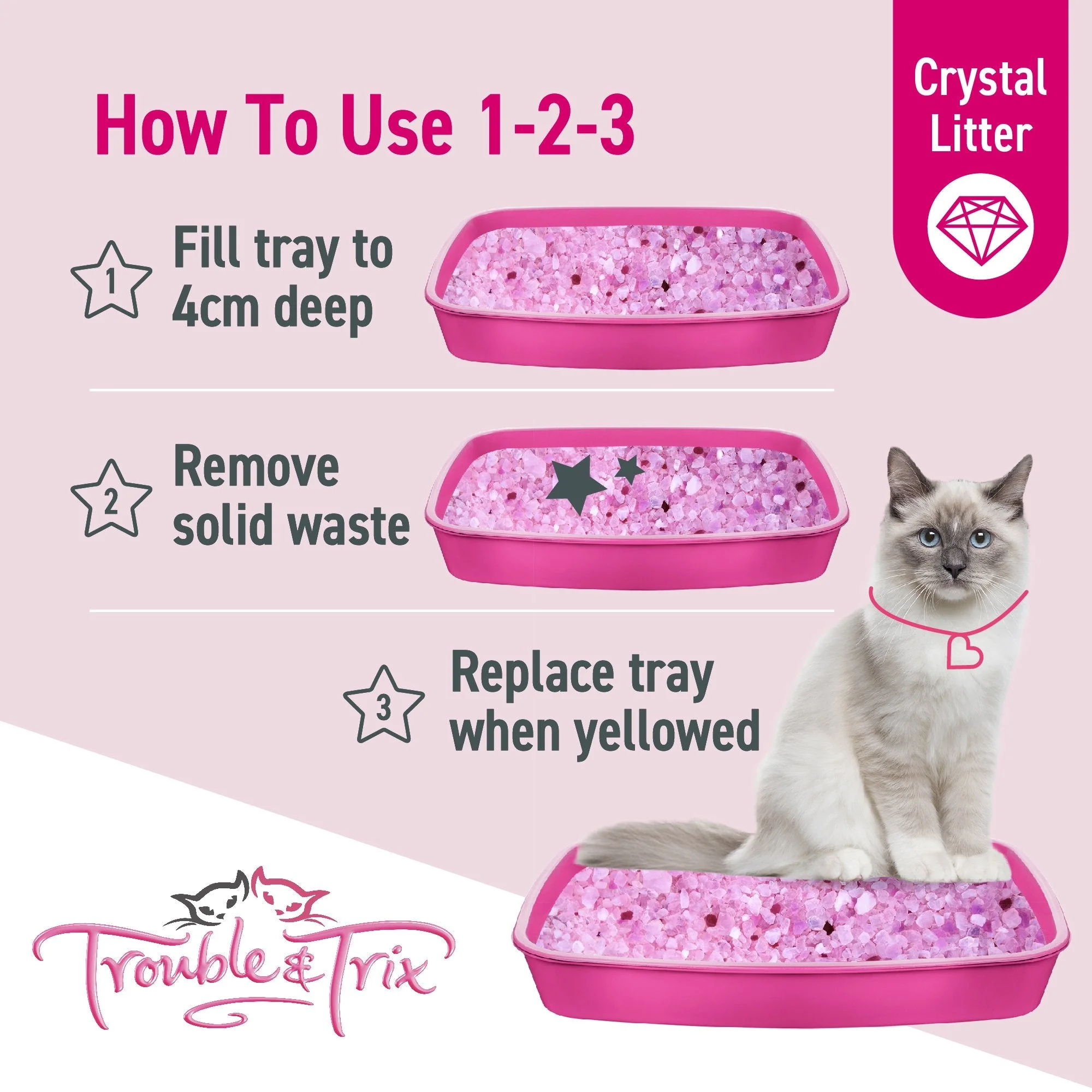 Trouble and Trix Odour Neutralising Anti-Bacterial Crystal Cat Litter 15L/6.4Kg - Image 7