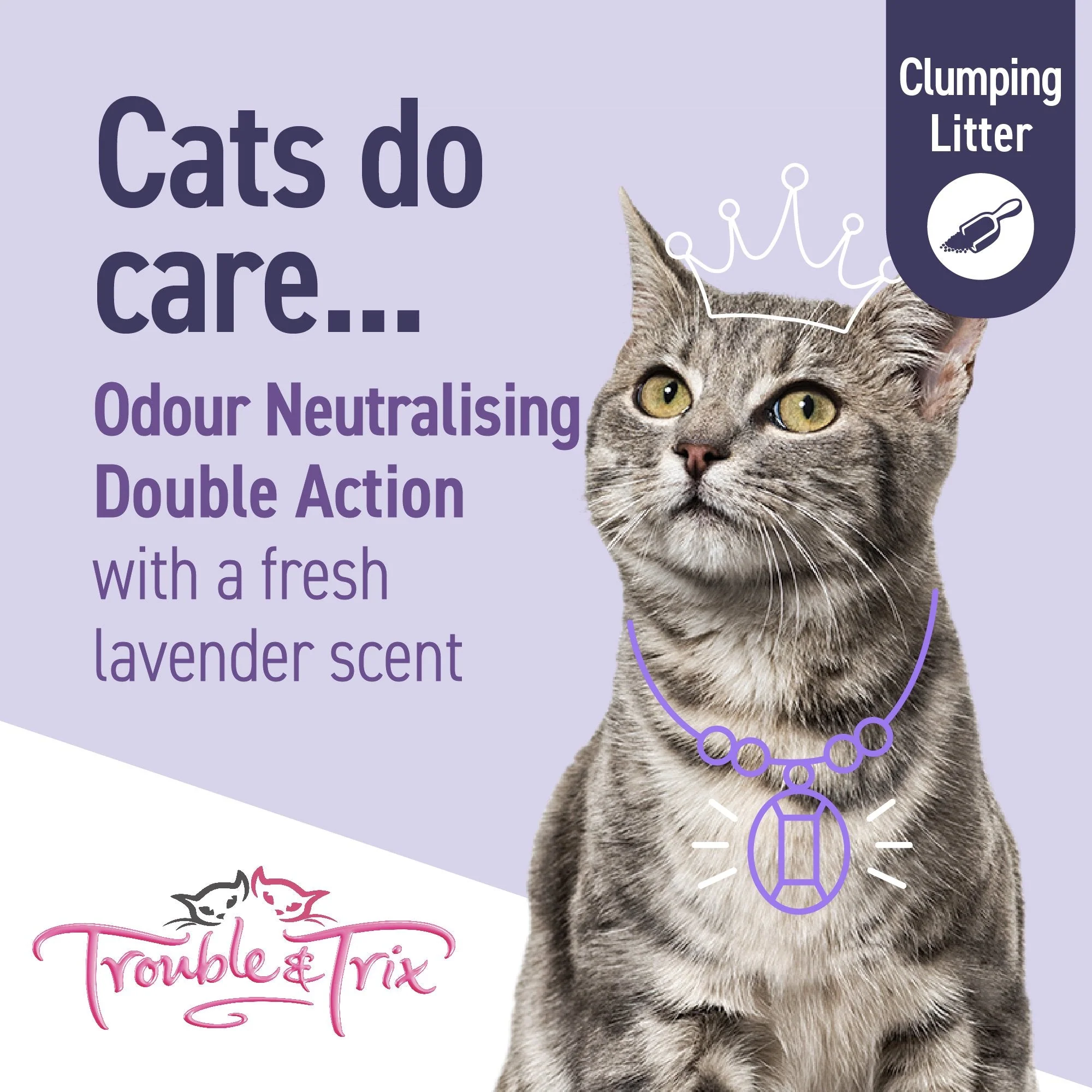 Trouble and Trix Odour Neutralising Lavender Clumping Cat Litter 15L/12.8kg - Image 3