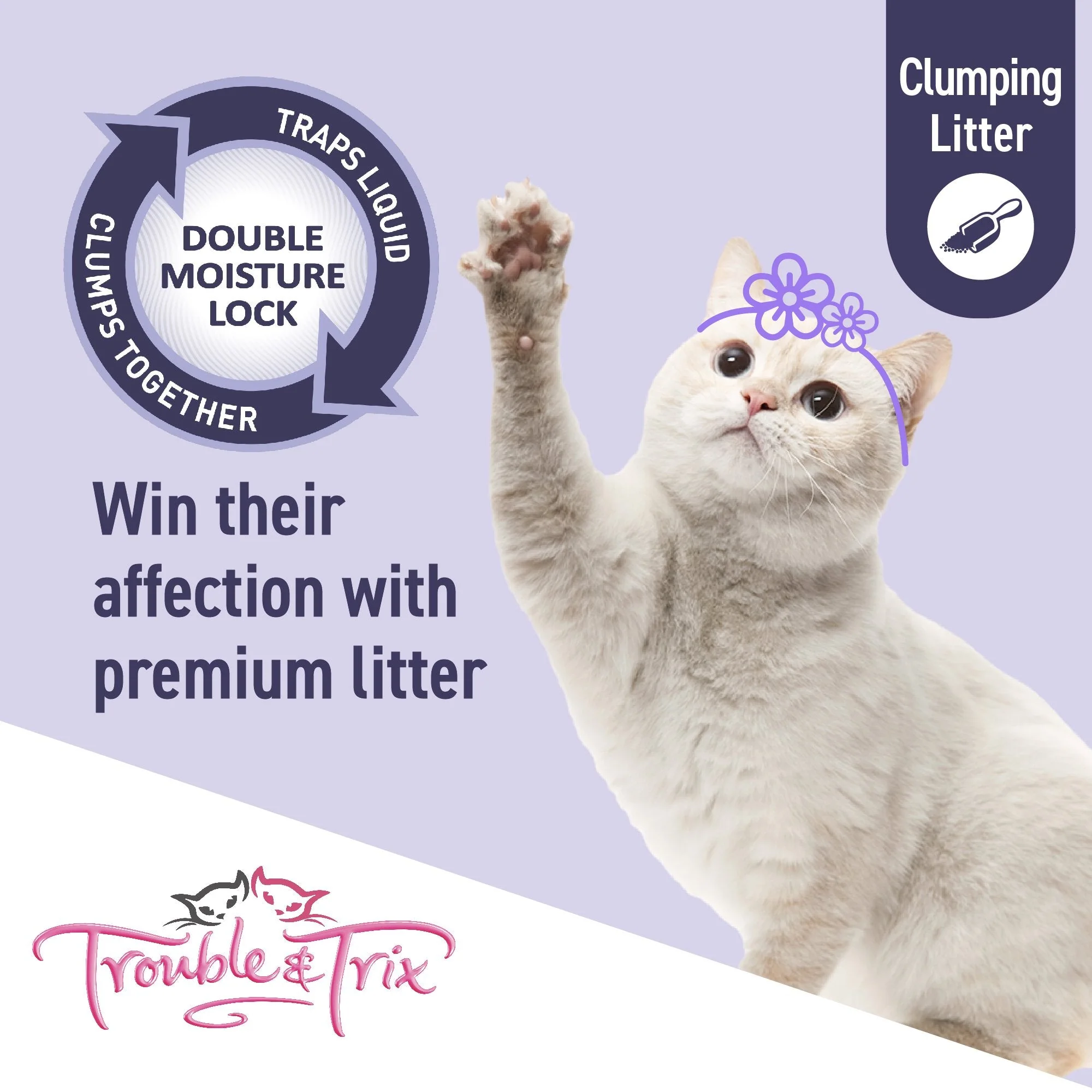 Trouble and Trix Odour Neutralising Lavender Clumping Cat Litter 15L/12.8kg - Image 7