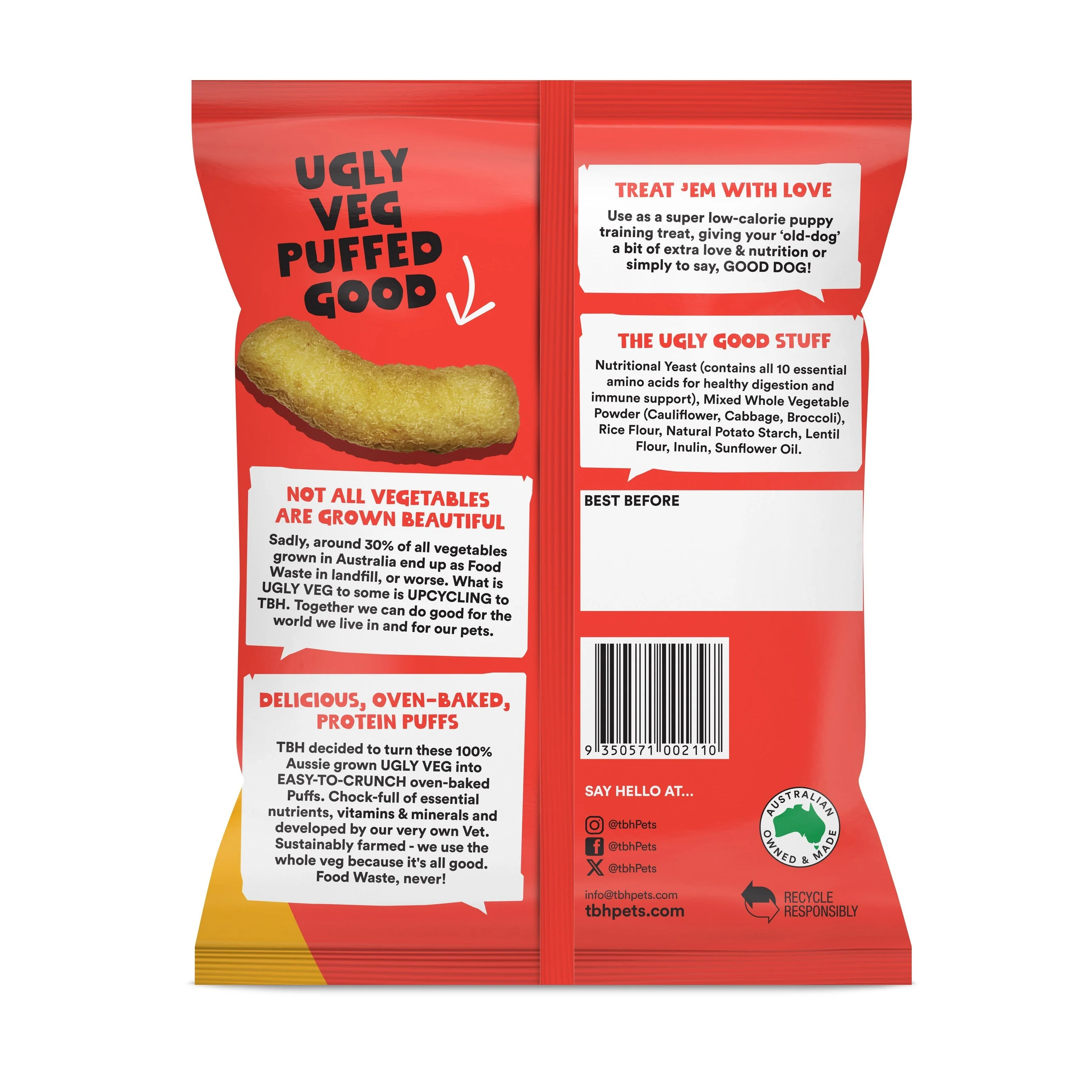 TBH Veggie Puffs with Mixed Vegtables Dog Treats 80g - Image 2