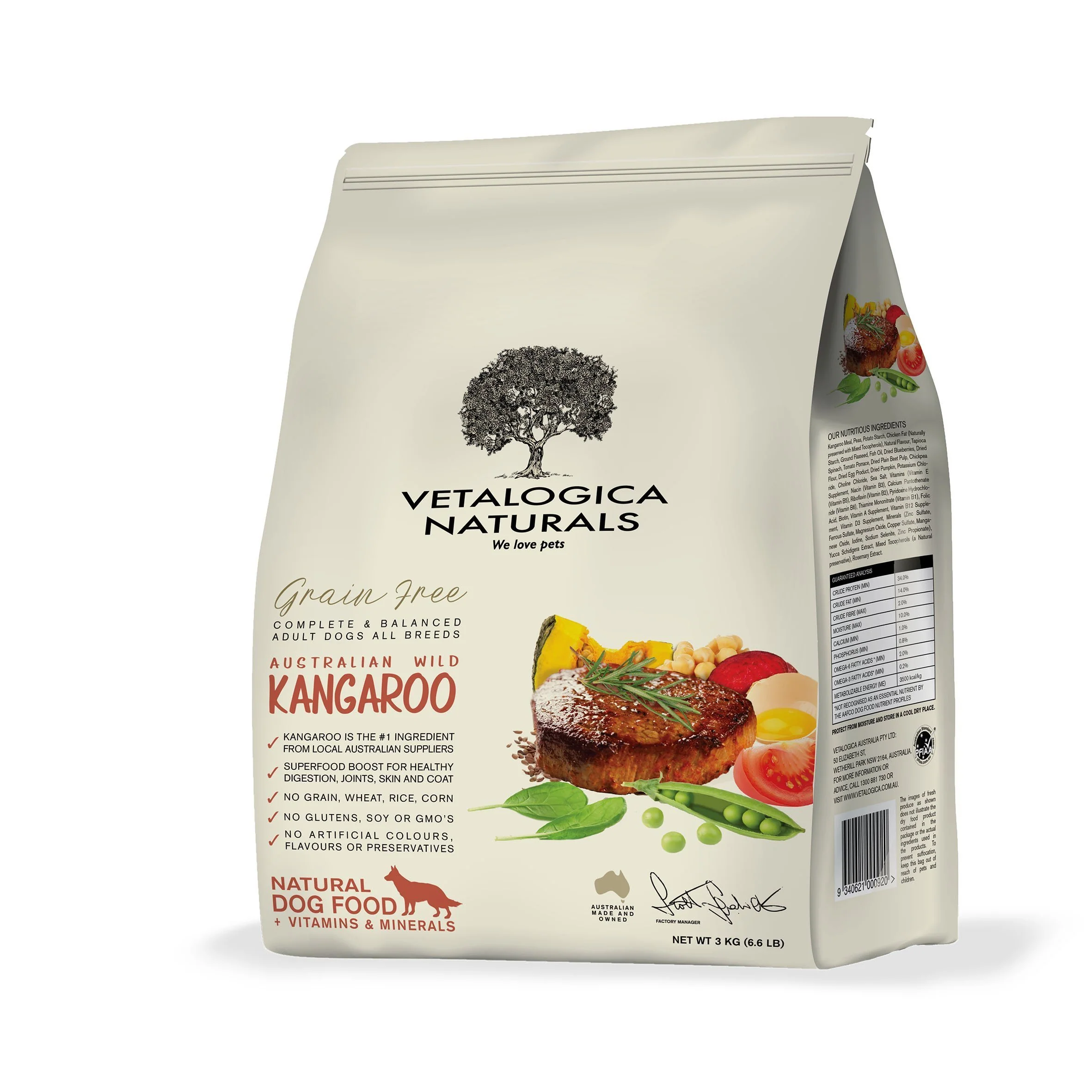 Vetalogica Naturals Grain Free Kangaroo Dry Dog Food 3kg - Image 3