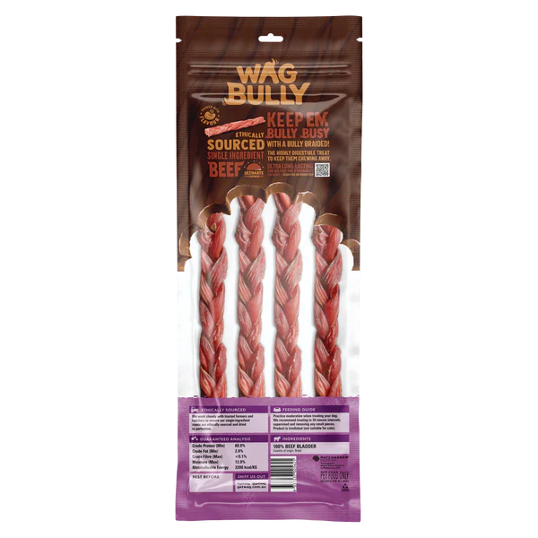 Wag Braided Bully Stick Large 4 Pack - Image 4