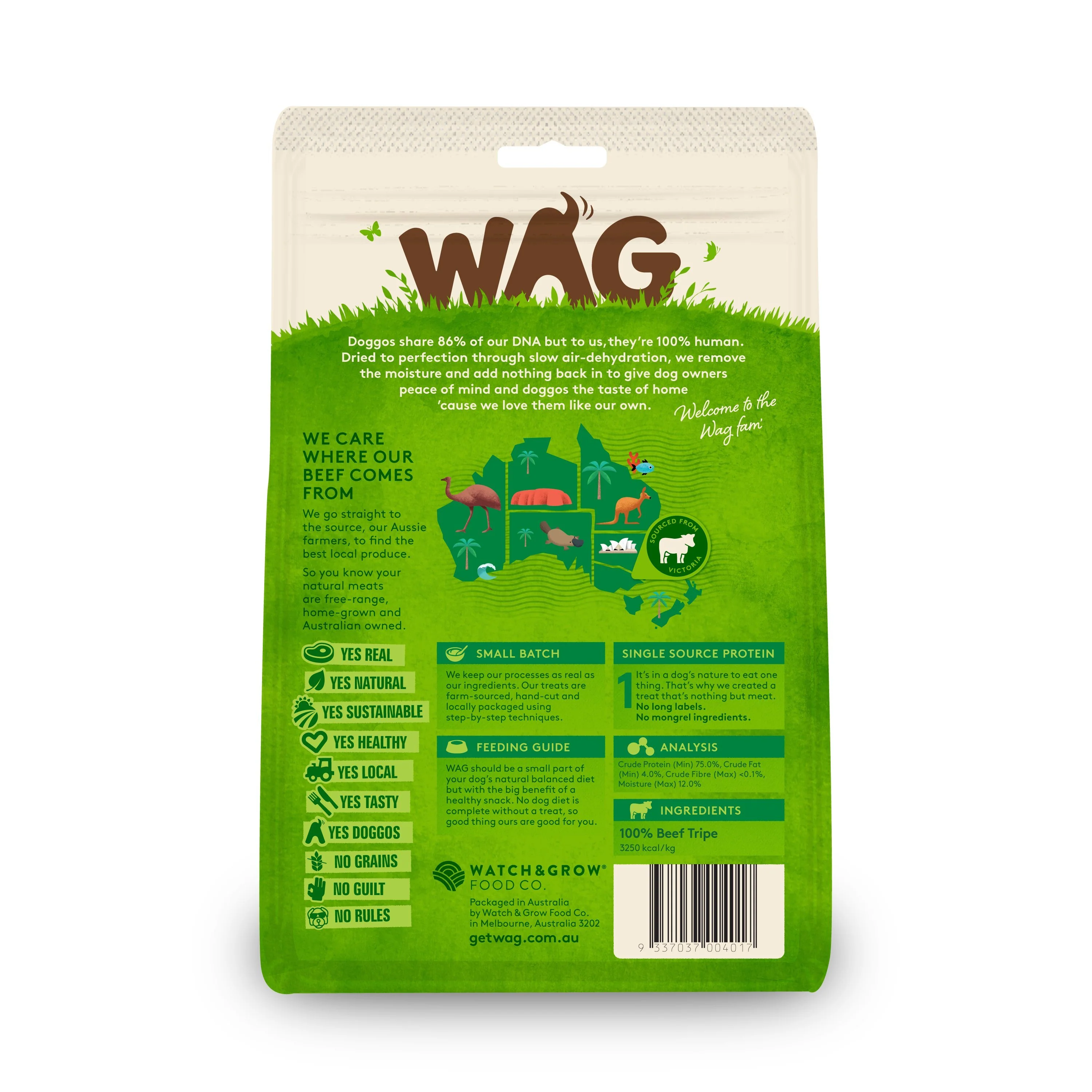Wag Beef Tripe Dog Treats 200g* - Image 2