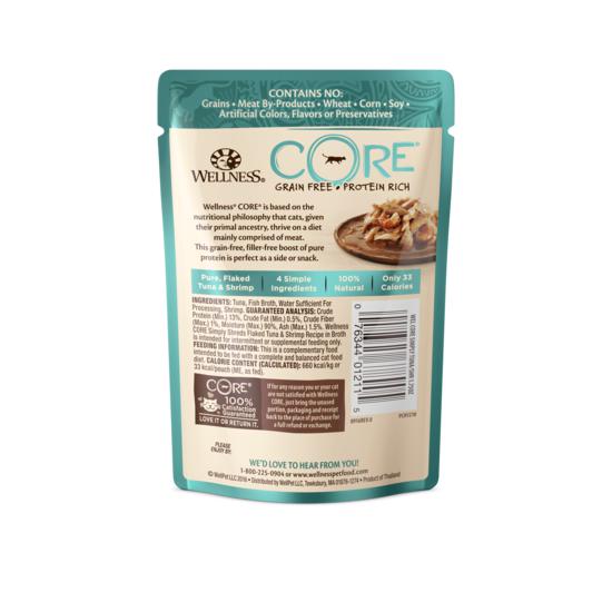 Wellness CORE Simply Shreds Flaked Tuna and Shrimp Recipe Wet Cat Food 50g x 12 - Image 2