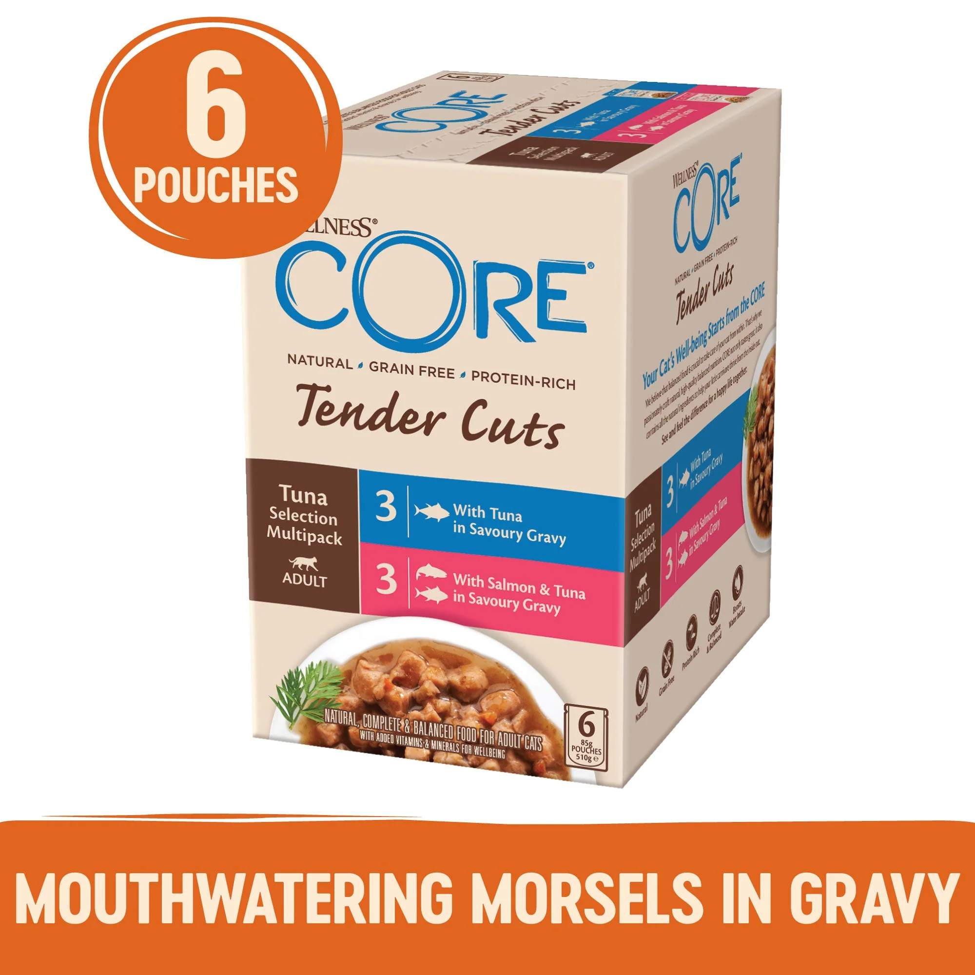 Wellness CORE Tender Cuts Tuna Selection Multipack Wet Cat Food 85g x 6 - Image 2