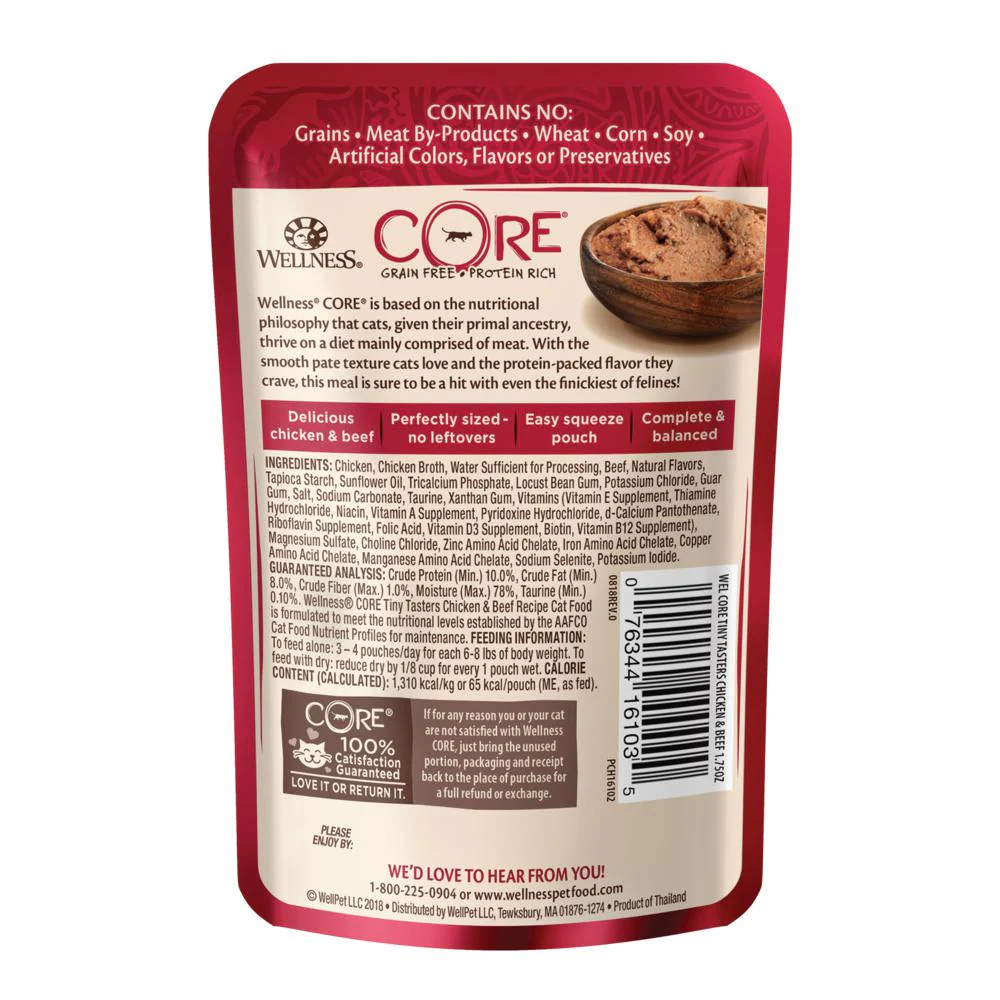 Wellness CORE Tiny Tasters Chicken and Beef Paté Wet Cat Food 50g x 12 - Image 2