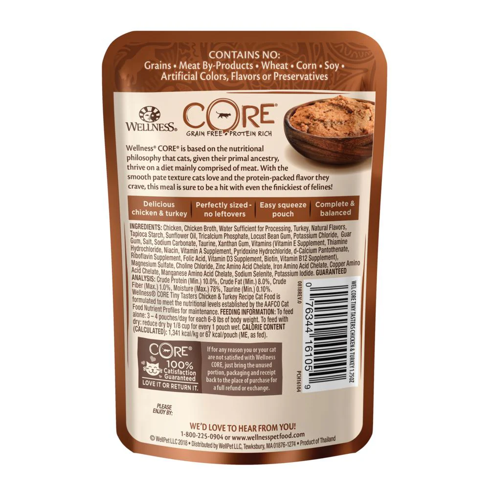 Wellness CORE Tiny Tasters Chicken and Turkey Paté Wet Cat Food 50g x 12 - Image 2