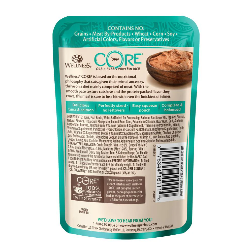 Wellness CORE Tiny Tasters Tuna and Salmon Paté Wet Cat Food 50g x 12 - Image 2