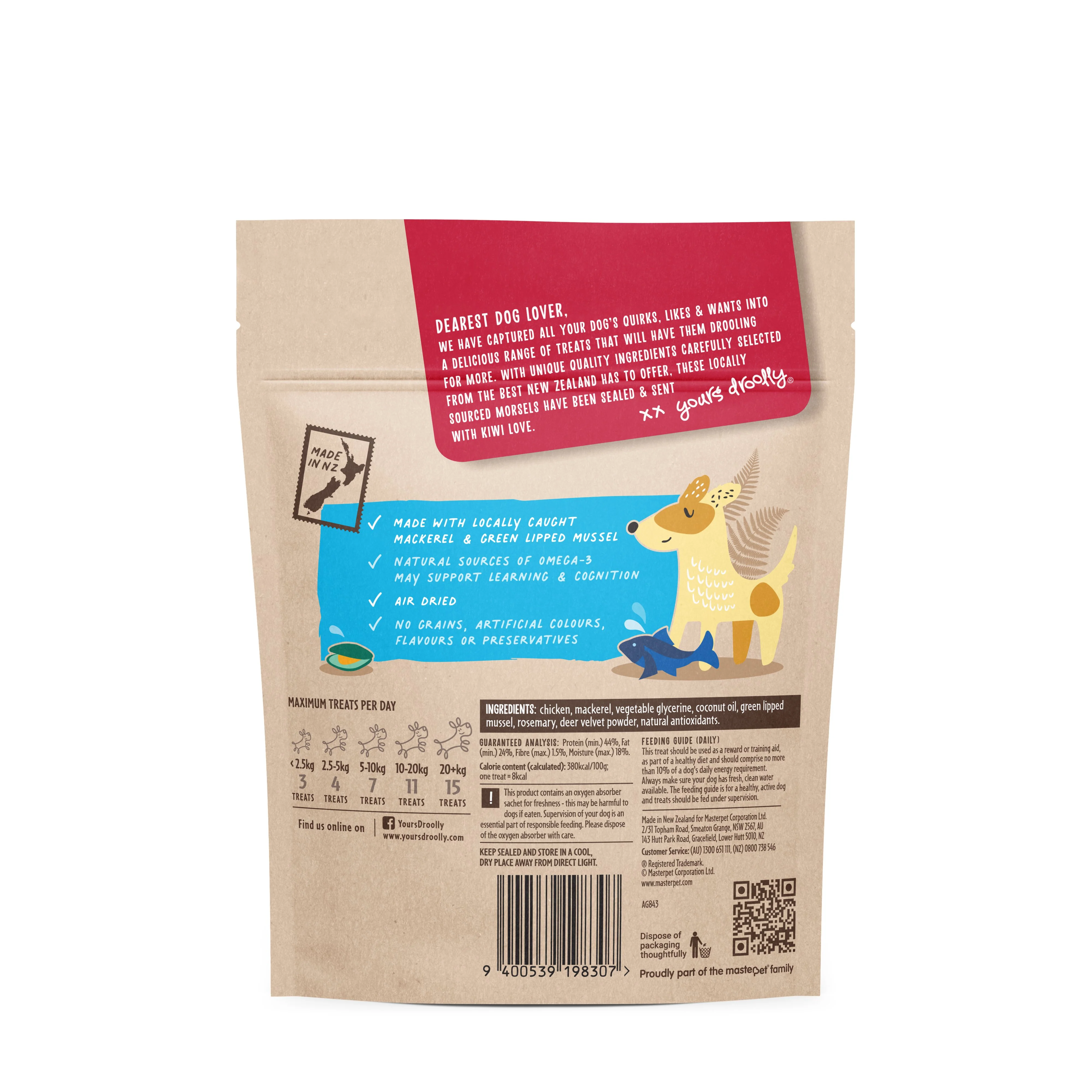Yours Droolly Kiwi Grown Chicken and Mackerel Puppy Treats 100g* - Image 2