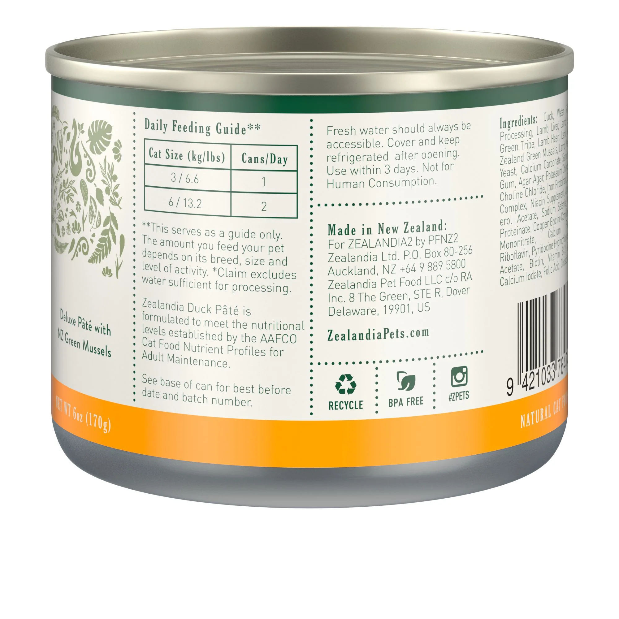 Zealandia Duck Pate Adult Cat Wet Food 170g - Image 3
