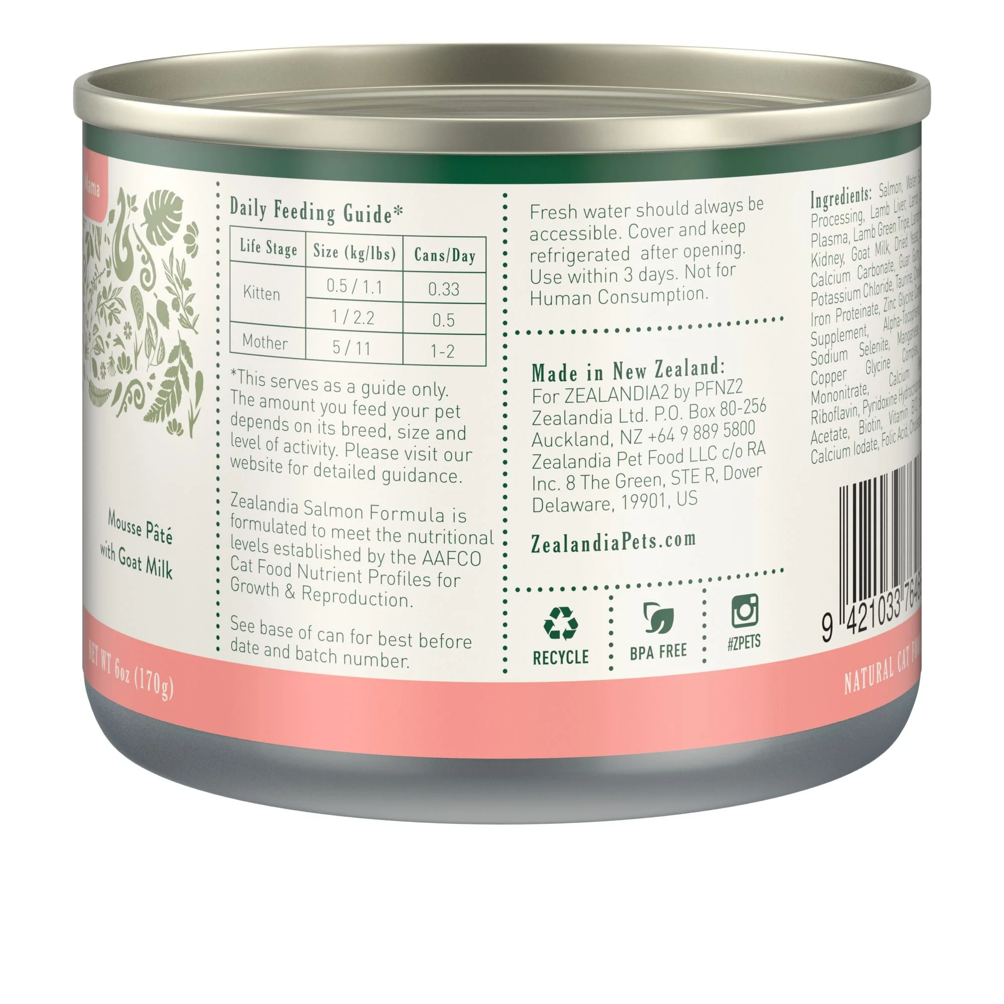 Zealandia Kitten and Mama Salmon Mousse Pate Wet Cat Food 170g x24 - Image 4